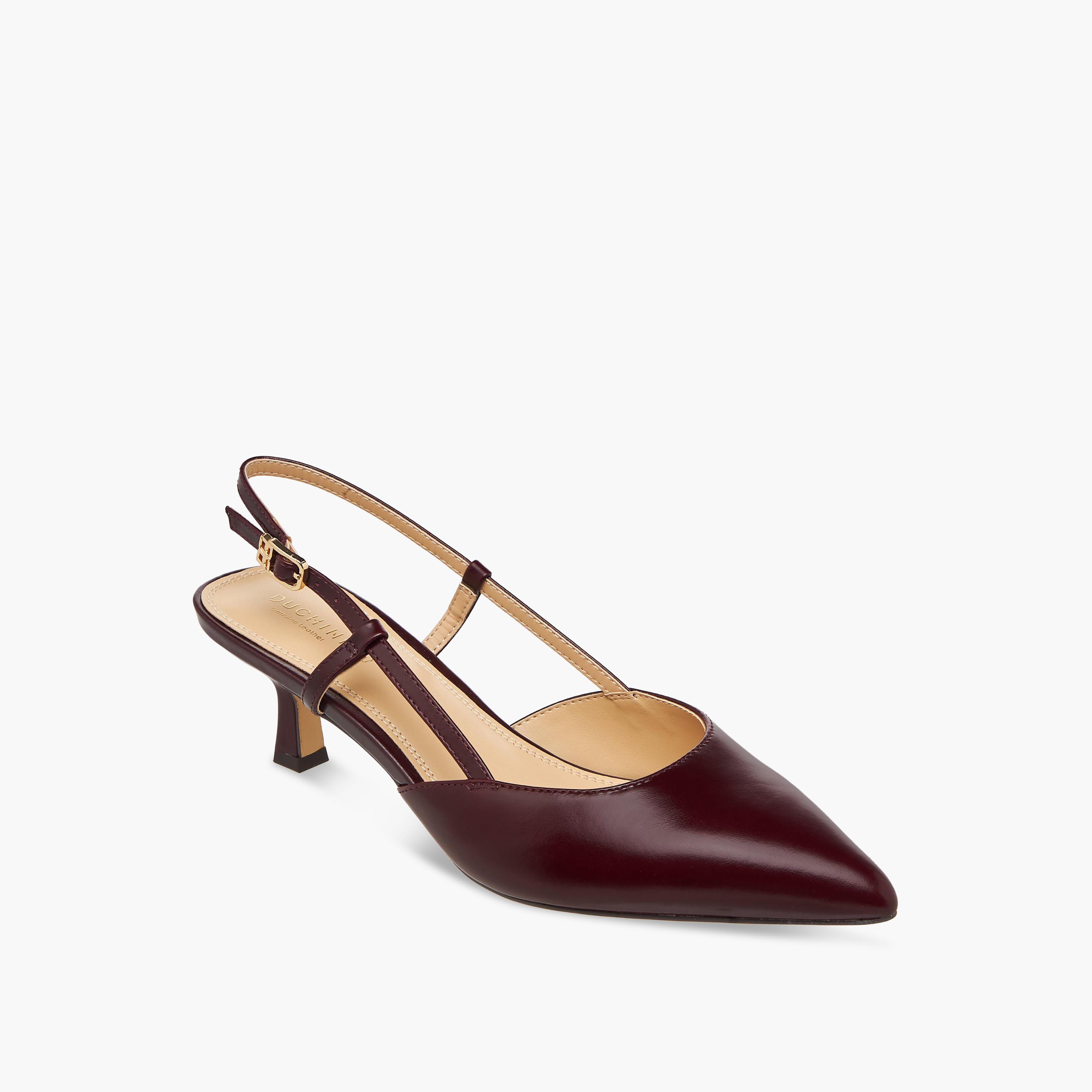 Duchini Women Kitten Heel Leather Pointed Toe Shoes-women-shoes-sandals-heeled-image-2