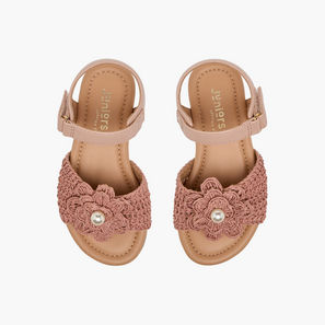 Juniors Girls Pearl Embellished Crochet Detail Sandals-girls-shoes-image-1