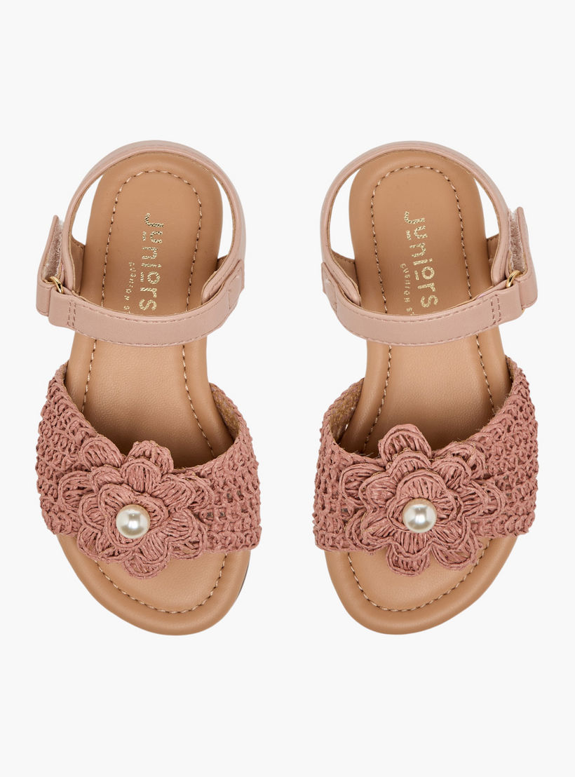 Juniors Girls Pearl Embellished Crochet Detail Sandals-girls-shoes-sandals-image-1