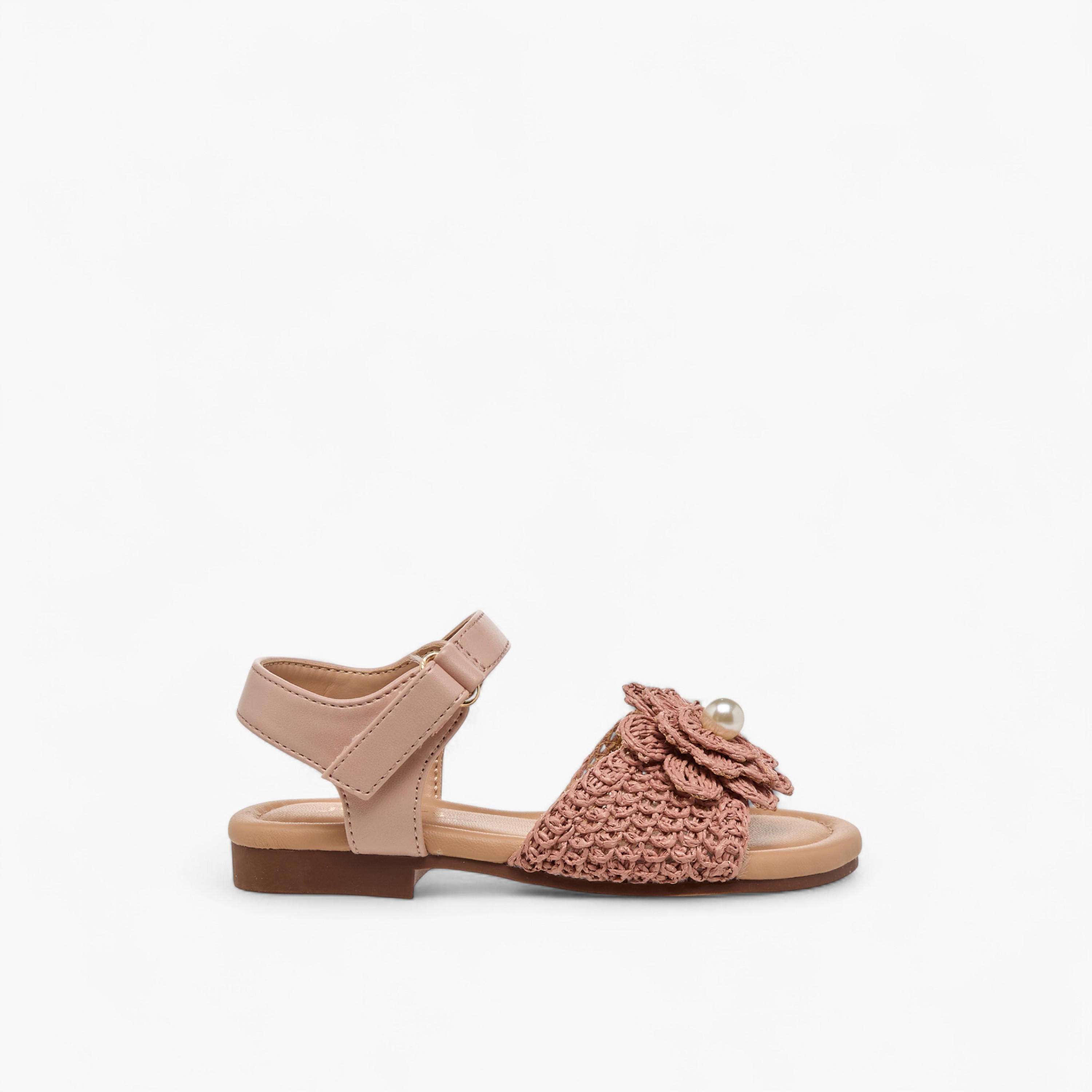 Juniors Girls Pearl Embellished Crochet Detail Sandals-girls-shoes-sandals-image-2