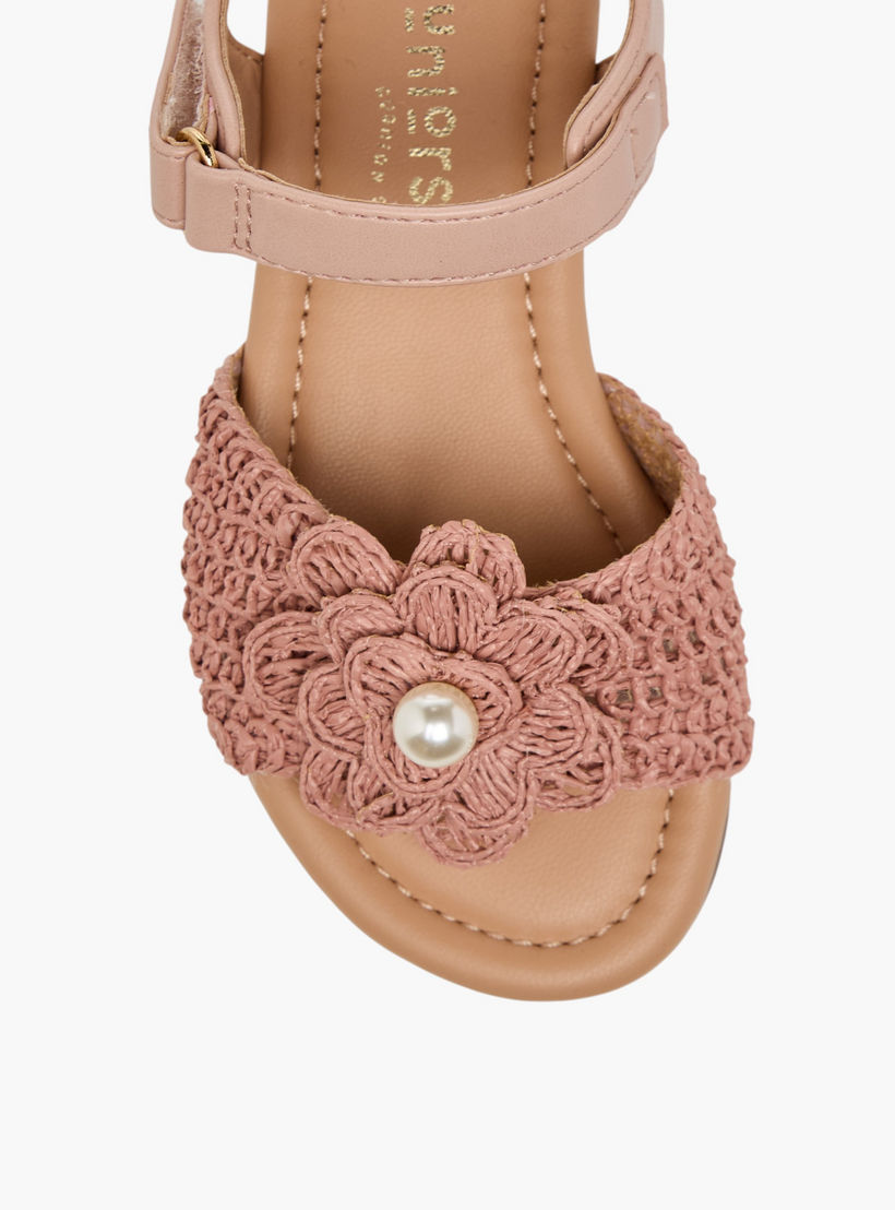 Juniors Girls Pearl Embellished Crochet Detail Sandals-girls-shoes-sandals-image-3