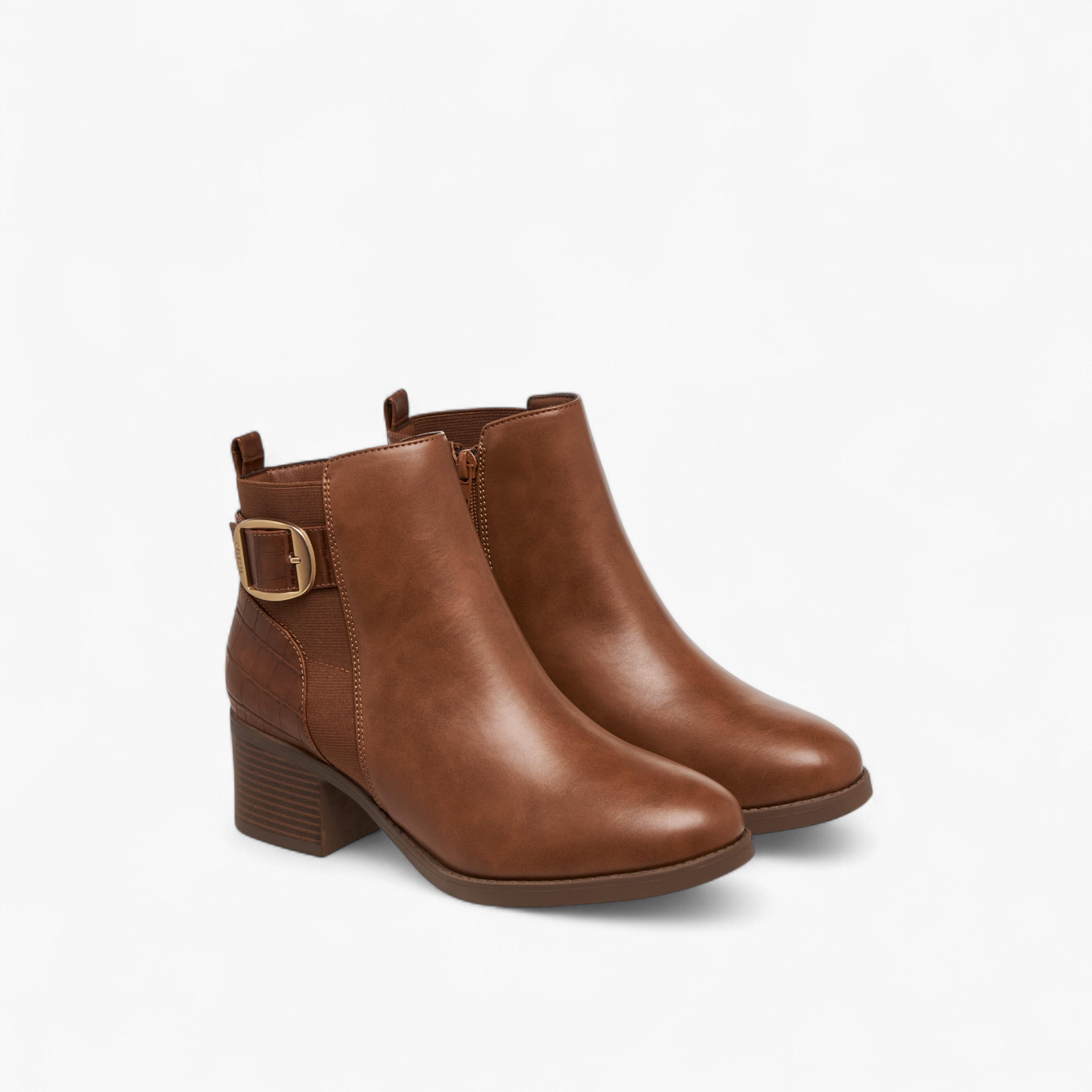 Celeste Women's Buckle Detail Ankle Boots with Zip Closure-women-shoes-boots-image-1