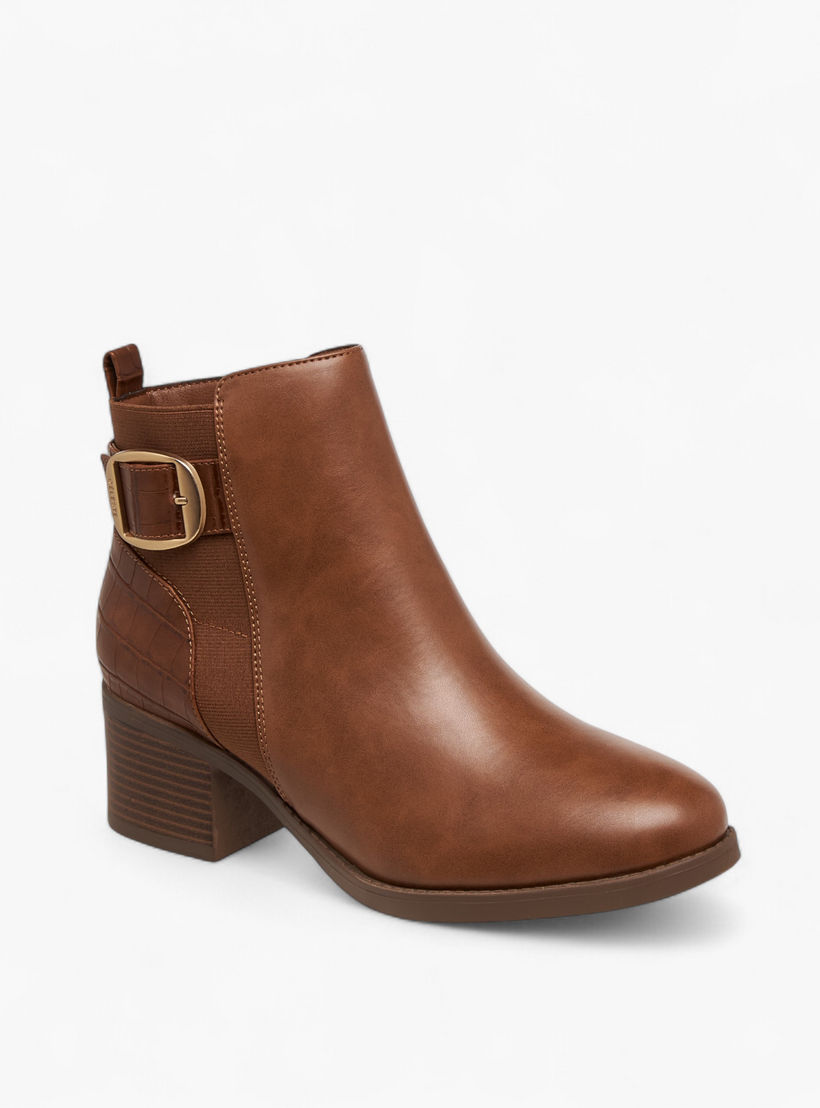 Celeste Women's Buckle Detail Ankle Boots with Zip Closure-women-shoes-boots-image-2