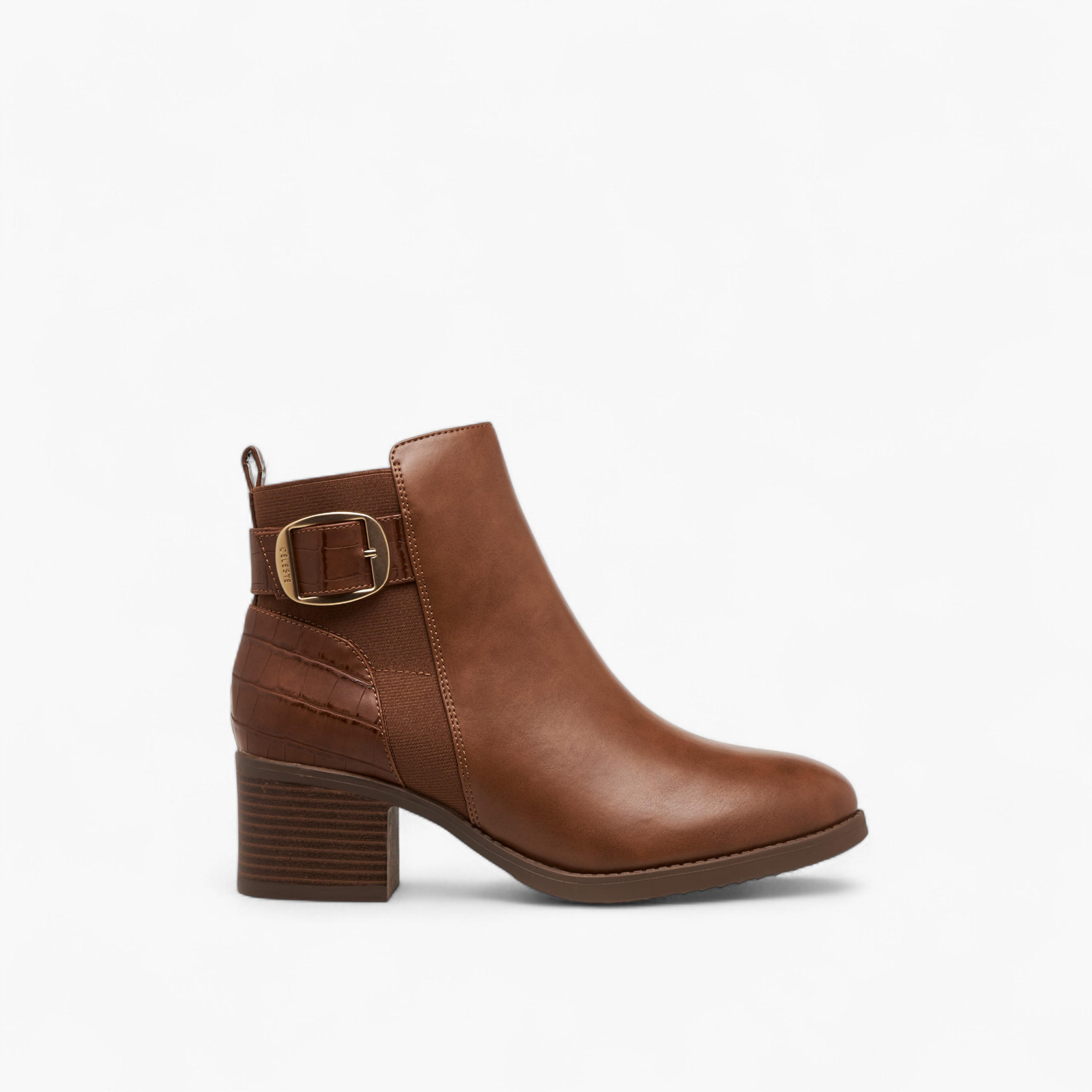 Celeste Women's Buckle Detail Ankle Boots with Zip Closure-women-shoes-boots-image-3