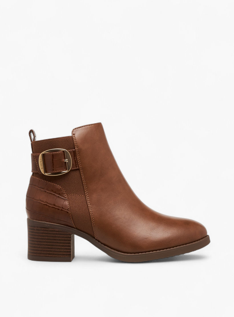 Celeste Women's Buckle Detail Ankle Boots with Zip Closure-women-shoes-boots-image-3