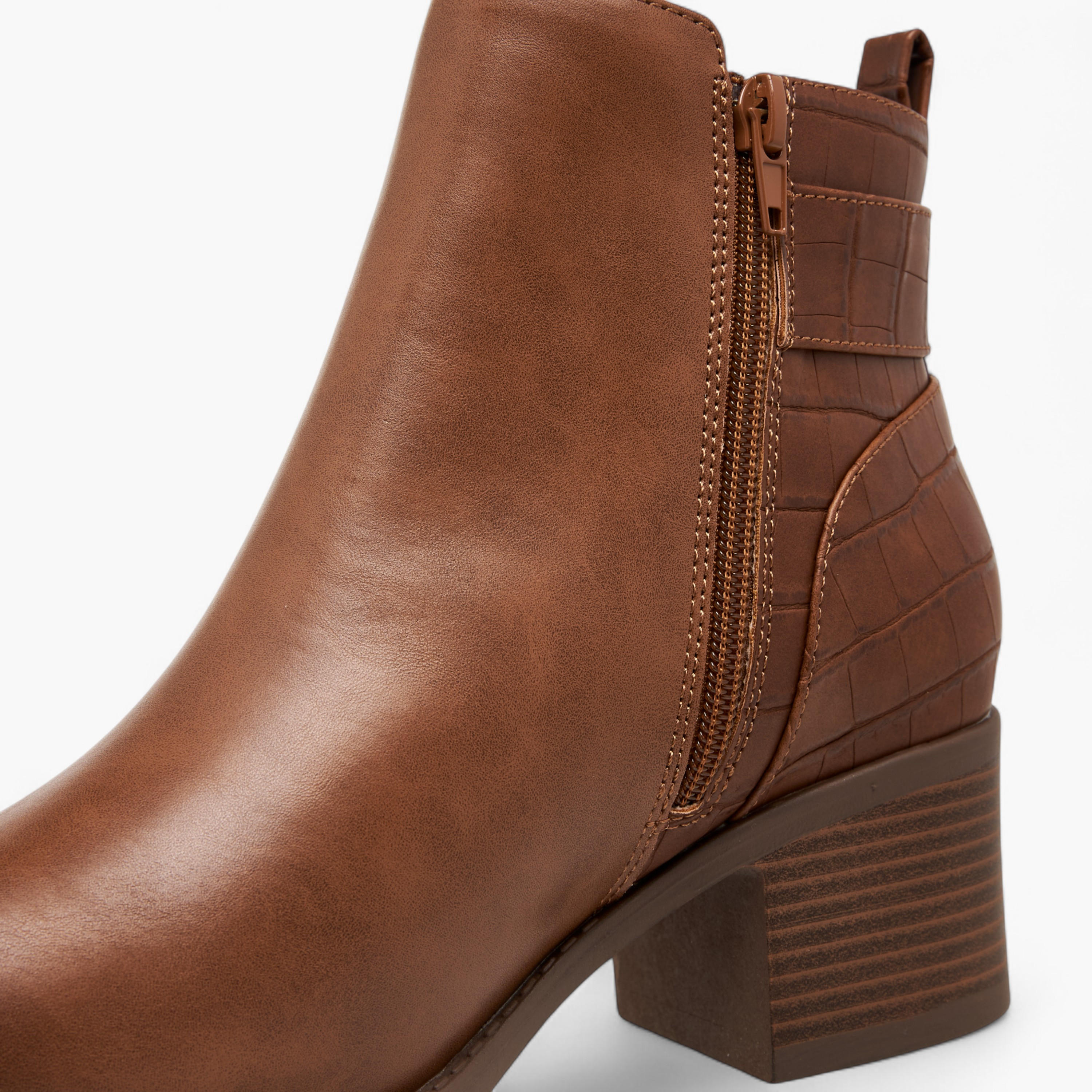 Celeste Women's Buckle Detail Ankle Boots with Zip Closure-women-shoes-boots-image-5
