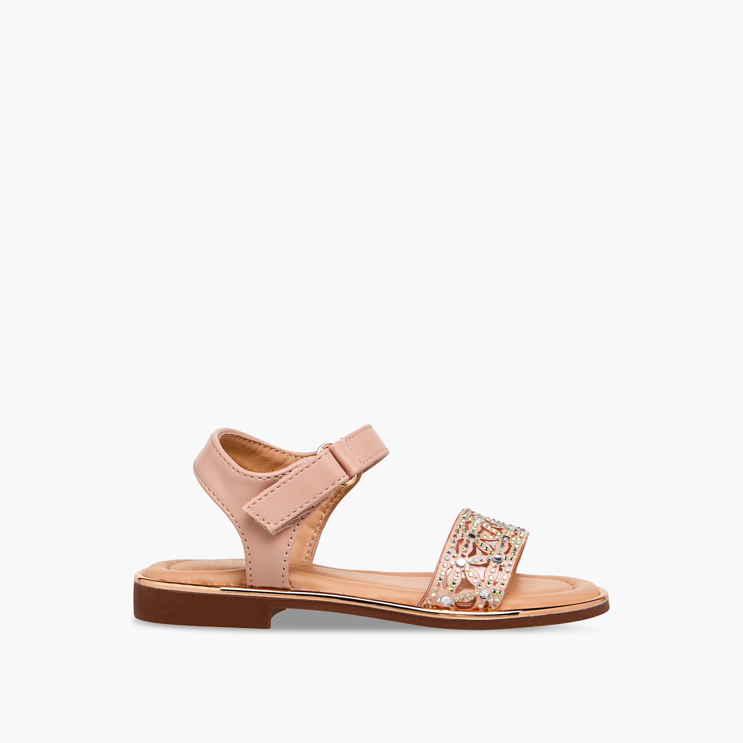 Celeste Girls Embellished Hook & Loop Flat Sandals-girls-shoes-sandals-image-3