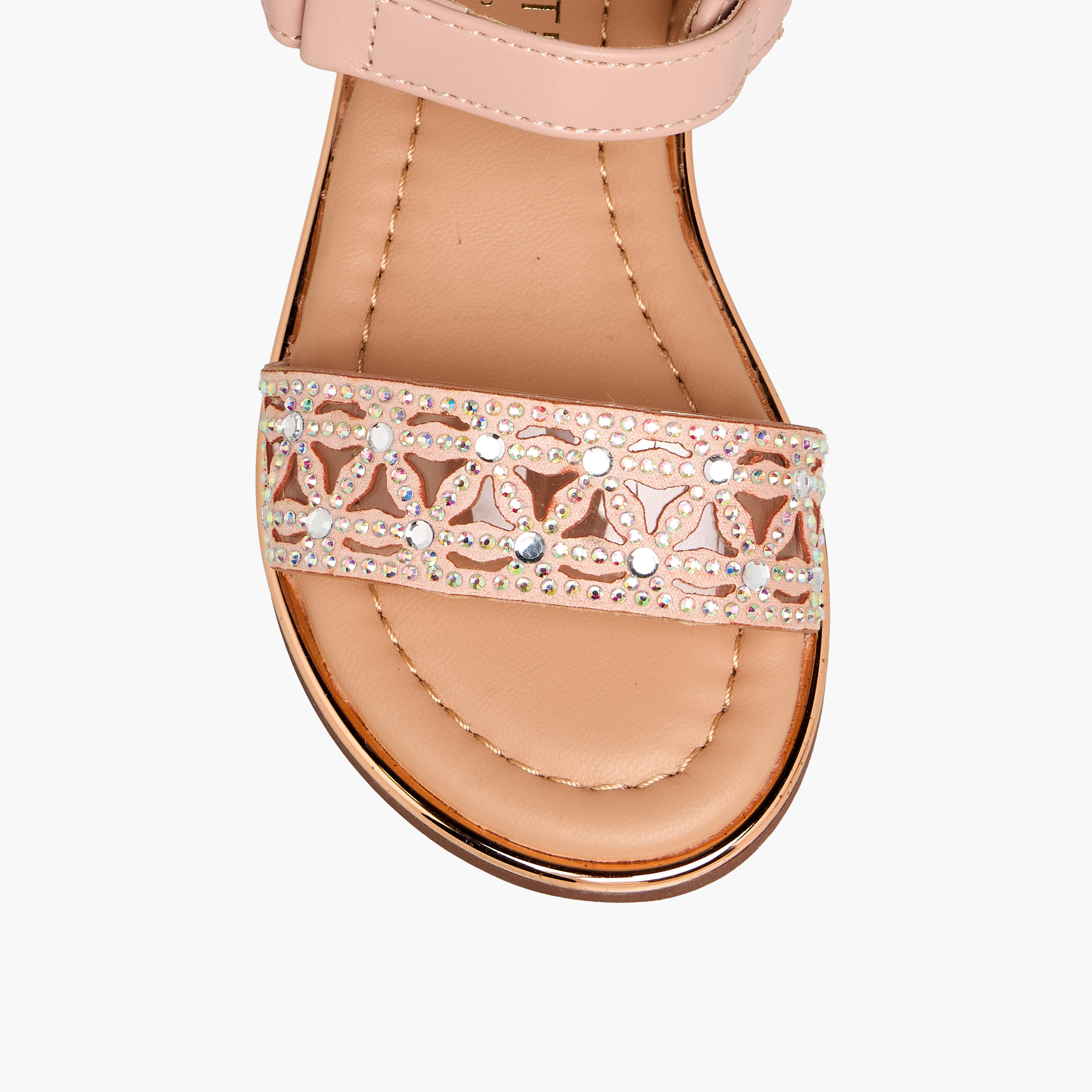 Celeste Girls Embellished Hook & Loop Flat Sandals-girls-shoes-sandals-image-4