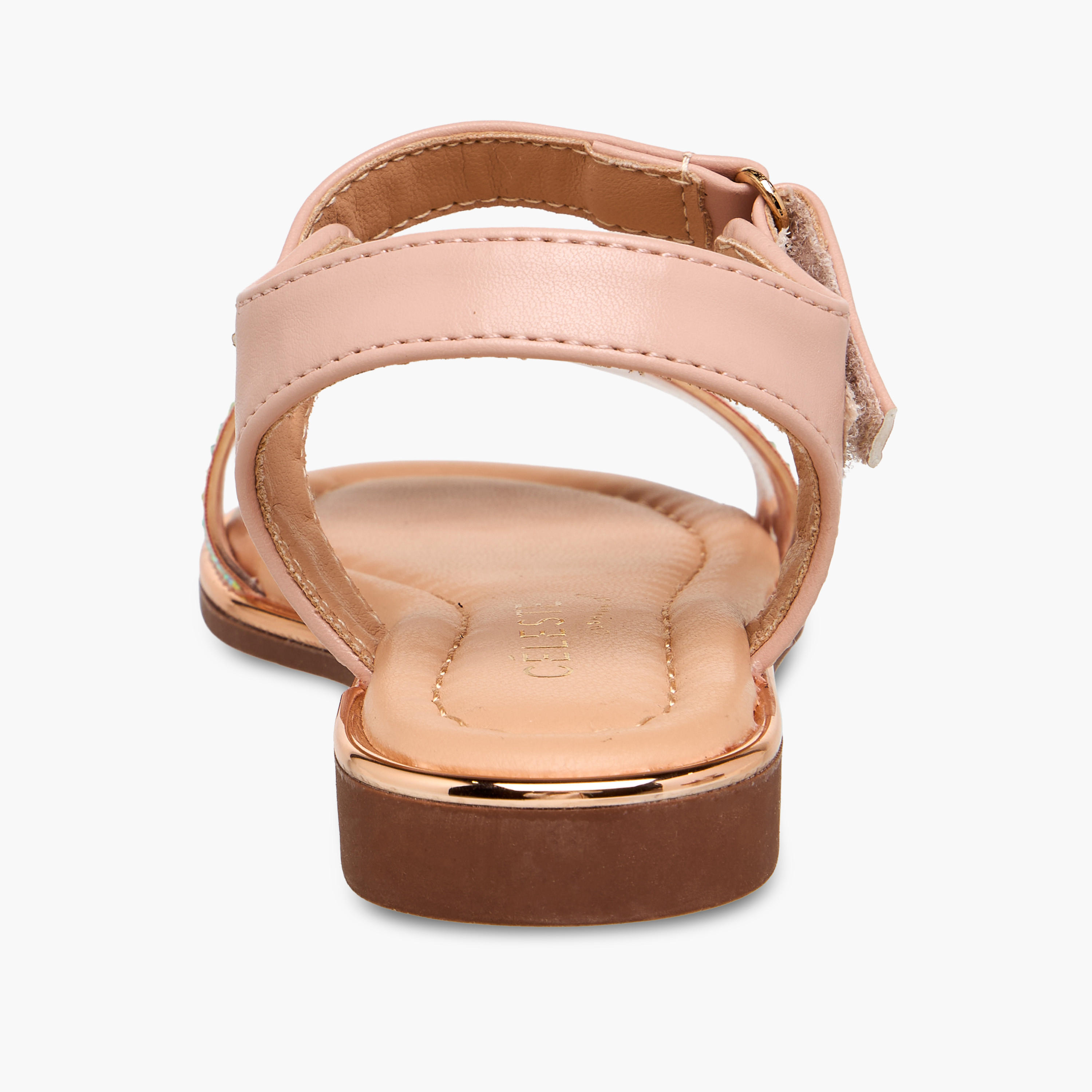 Celeste Girls Embellished Hook & Loop Flat Sandals-girls-shoes-sandals-image-5