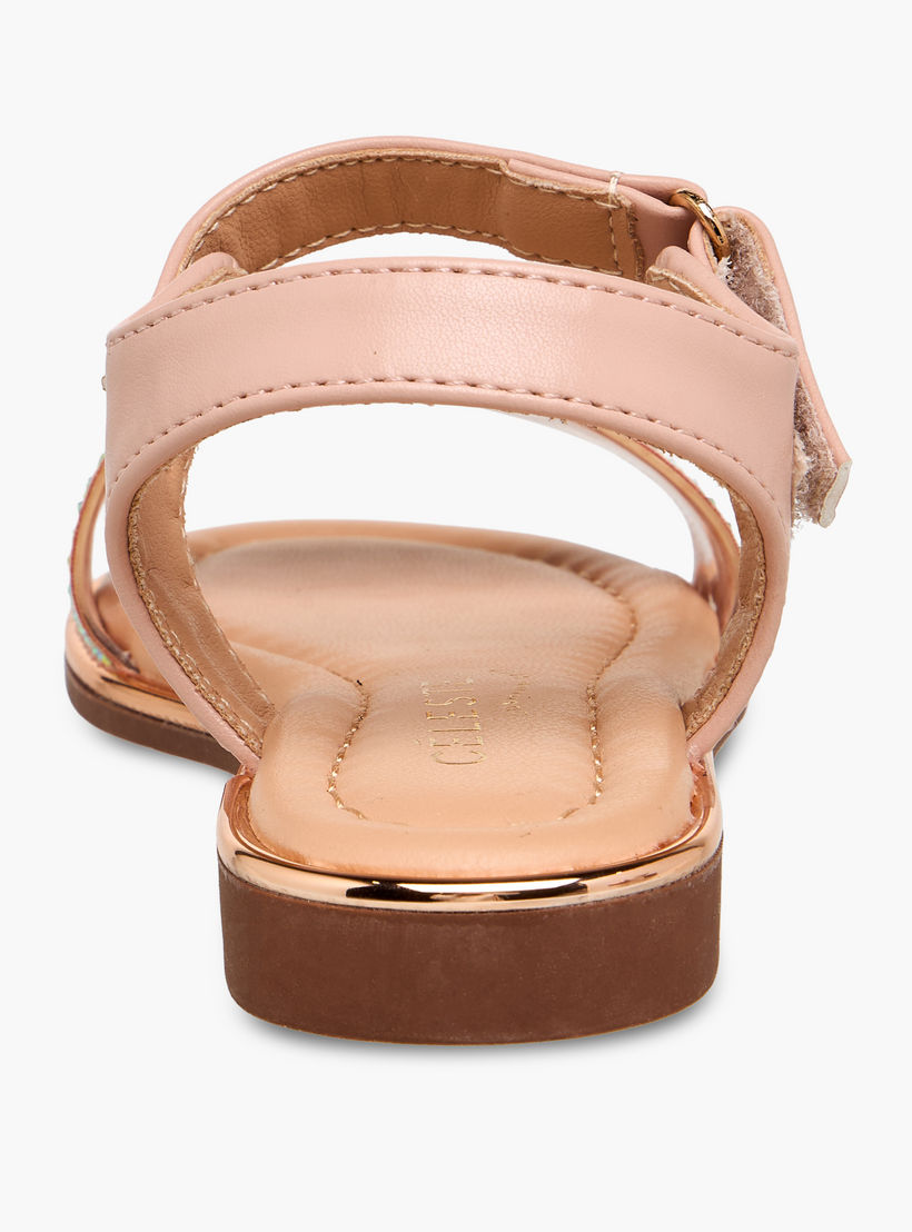 Celeste Girls Embellished Hook & Loop Flat Sandals-girls-shoes-sandals-image-5