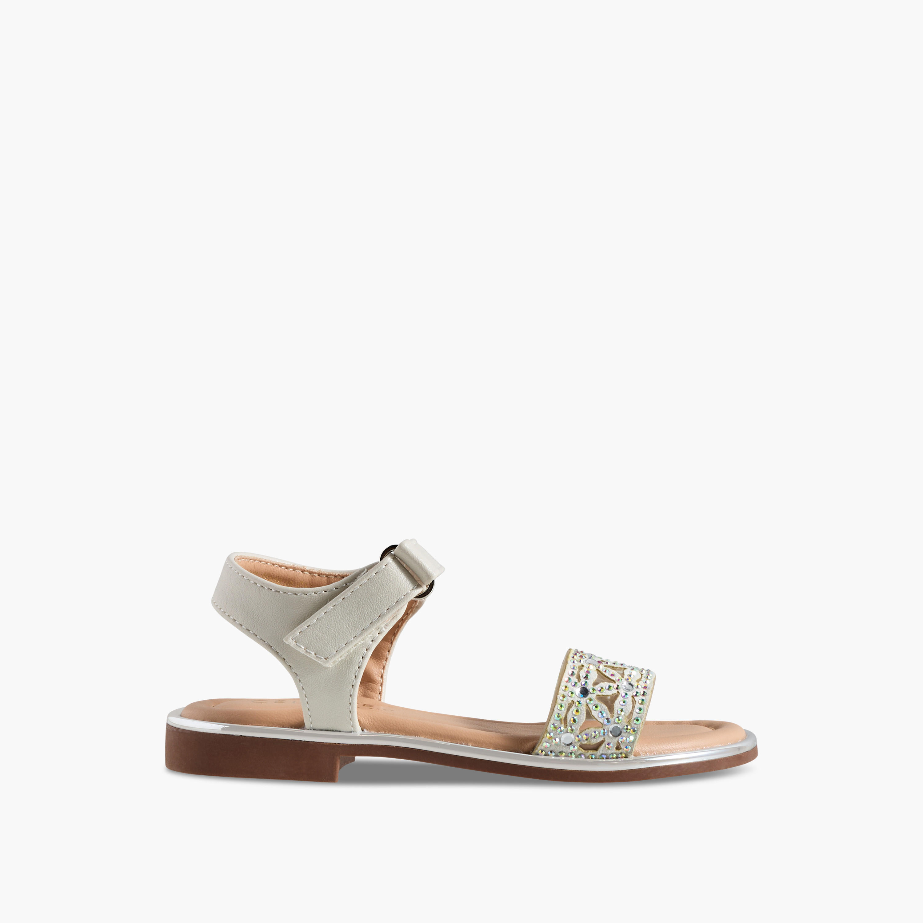 Celeste Girls Embellished Hook & Loop Flat Sandals-girls-shoes-sandals-image-2