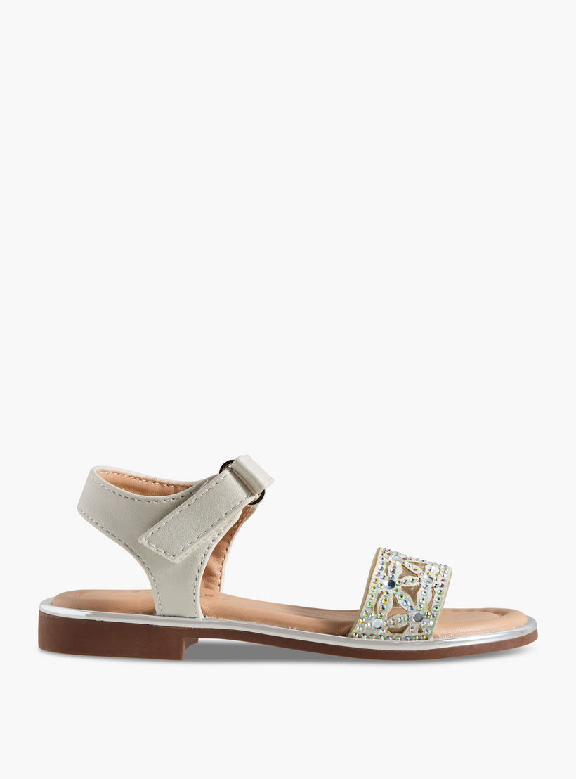 Celeste Girls Embellished Hook & Loop Flat Sandals-girls-shoes-sandals-image-2