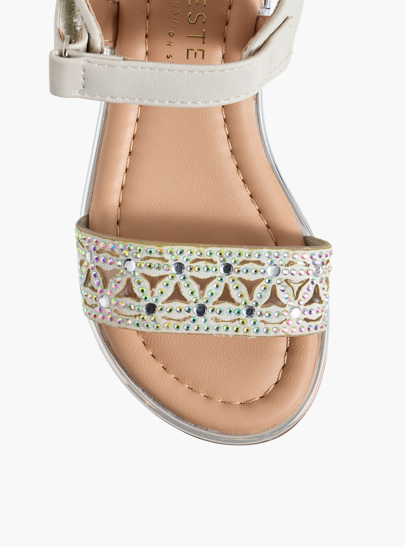 Celeste Girls Embellished Hook & Loop Flat Sandals-girls-shoes-sandals-image-3