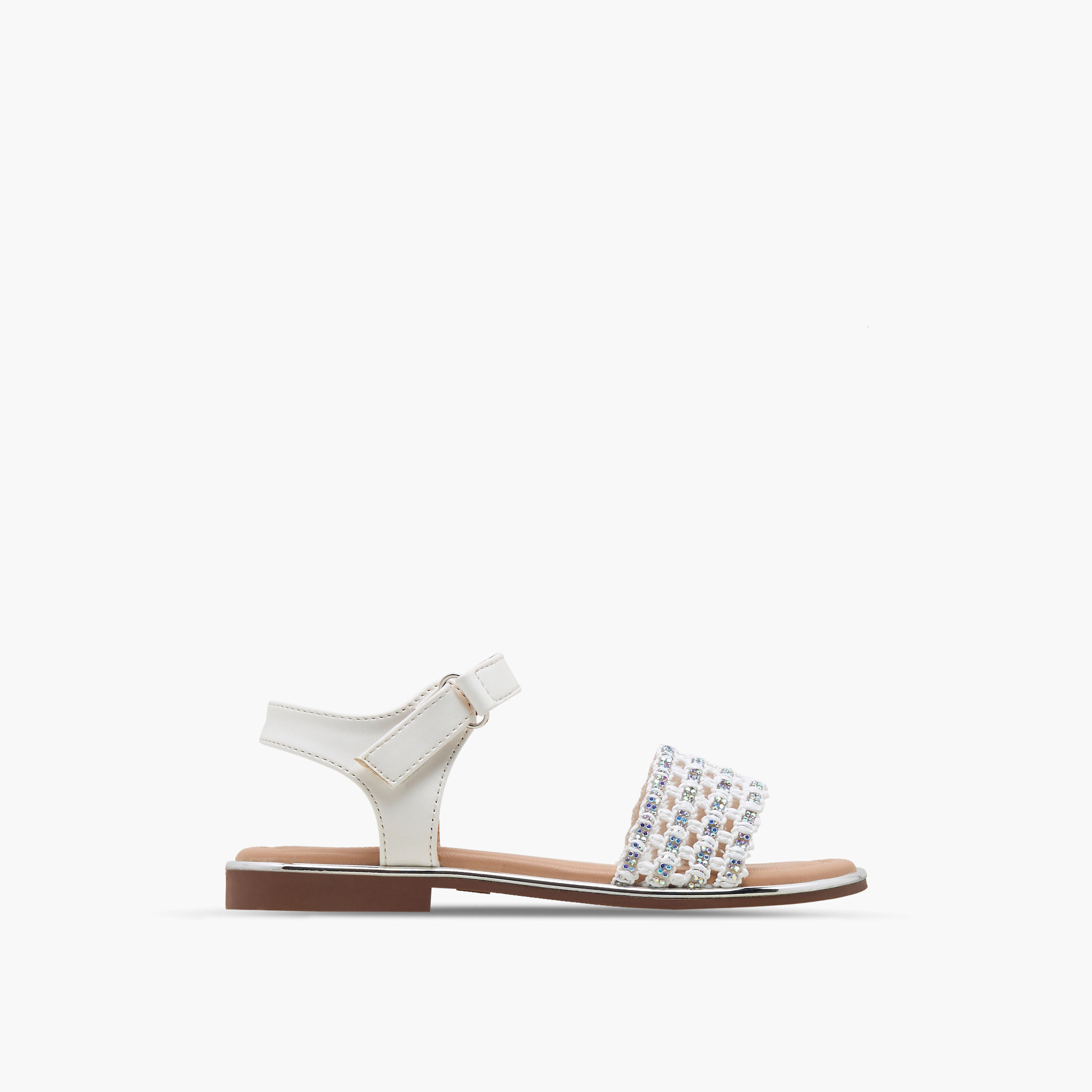 Celeste Girls Embellished Hook & Loop Flat Sandals-girls-shoes-sandals-image-2