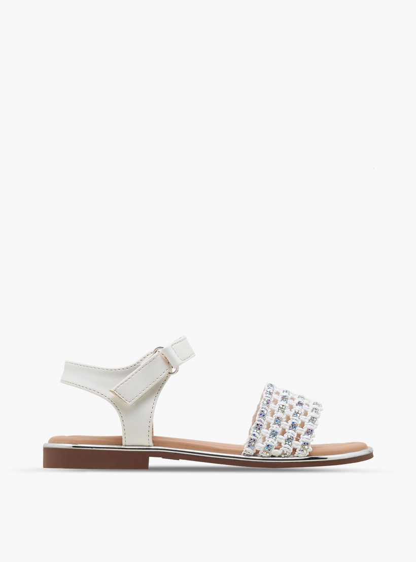Celeste Girls Embellished Hook & Loop Flat Sandals-girls-shoes-sandals-image-2