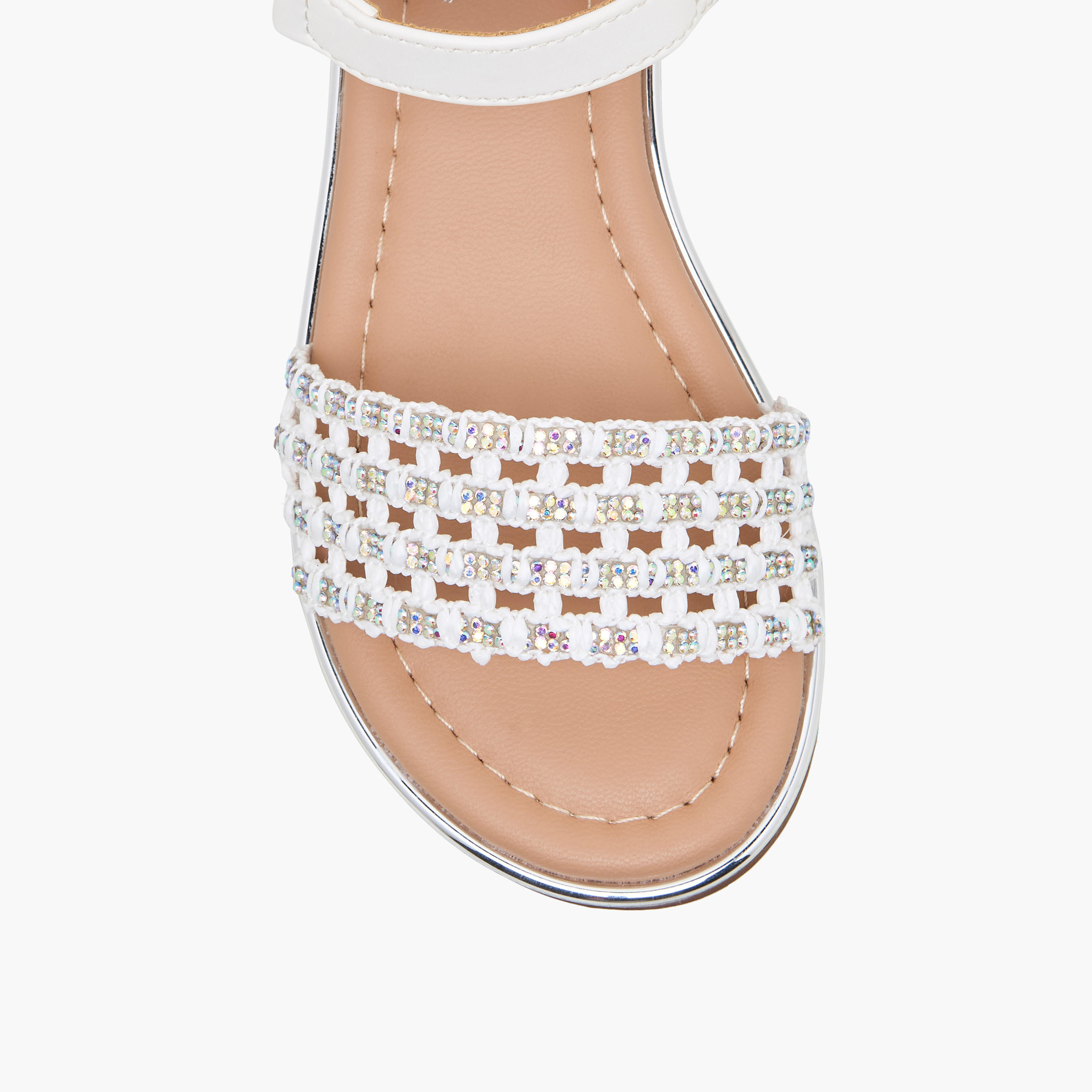 Celeste Girls Embellished Hook & Loop Flat Sandals-girls-shoes-sandals-image-3