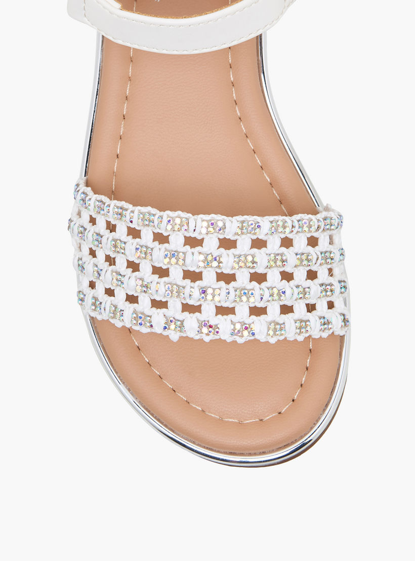 Celeste Girls Embellished Hook & Loop Flat Sandals-girls-shoes-sandals-image-3