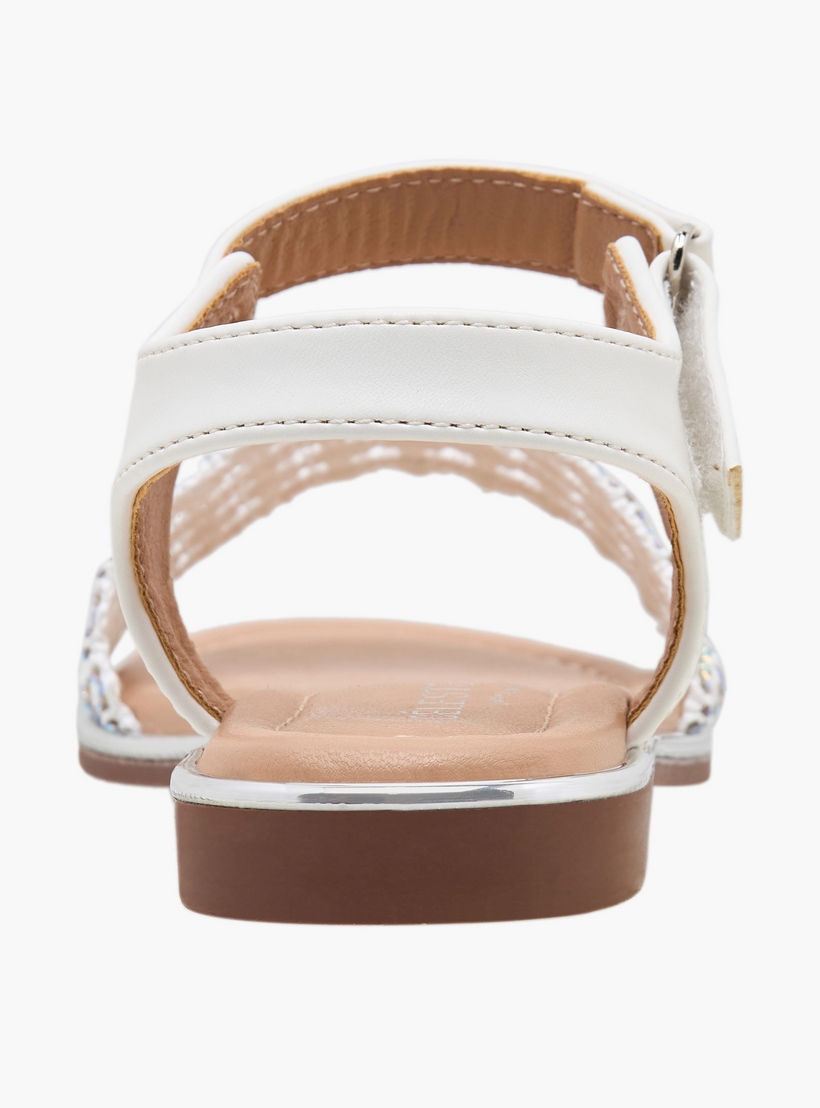 Celeste Girls Embellished Hook & Loop Flat Sandals-girls-shoes-sandals-image-4