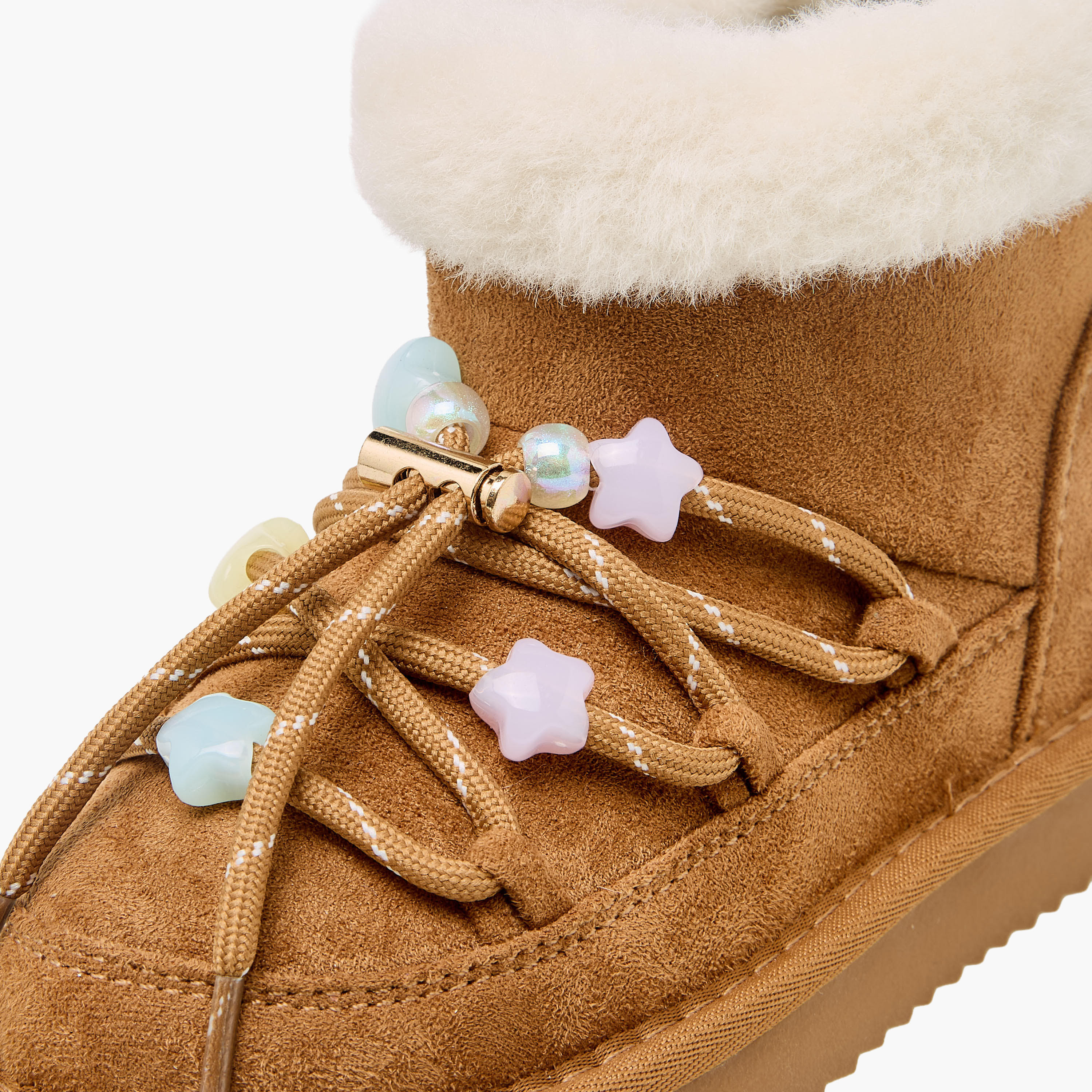 حذاء كاحل للفتيات بتفاصيل فرو صناعي من جونيورز-girls-shoes-boots-image-4