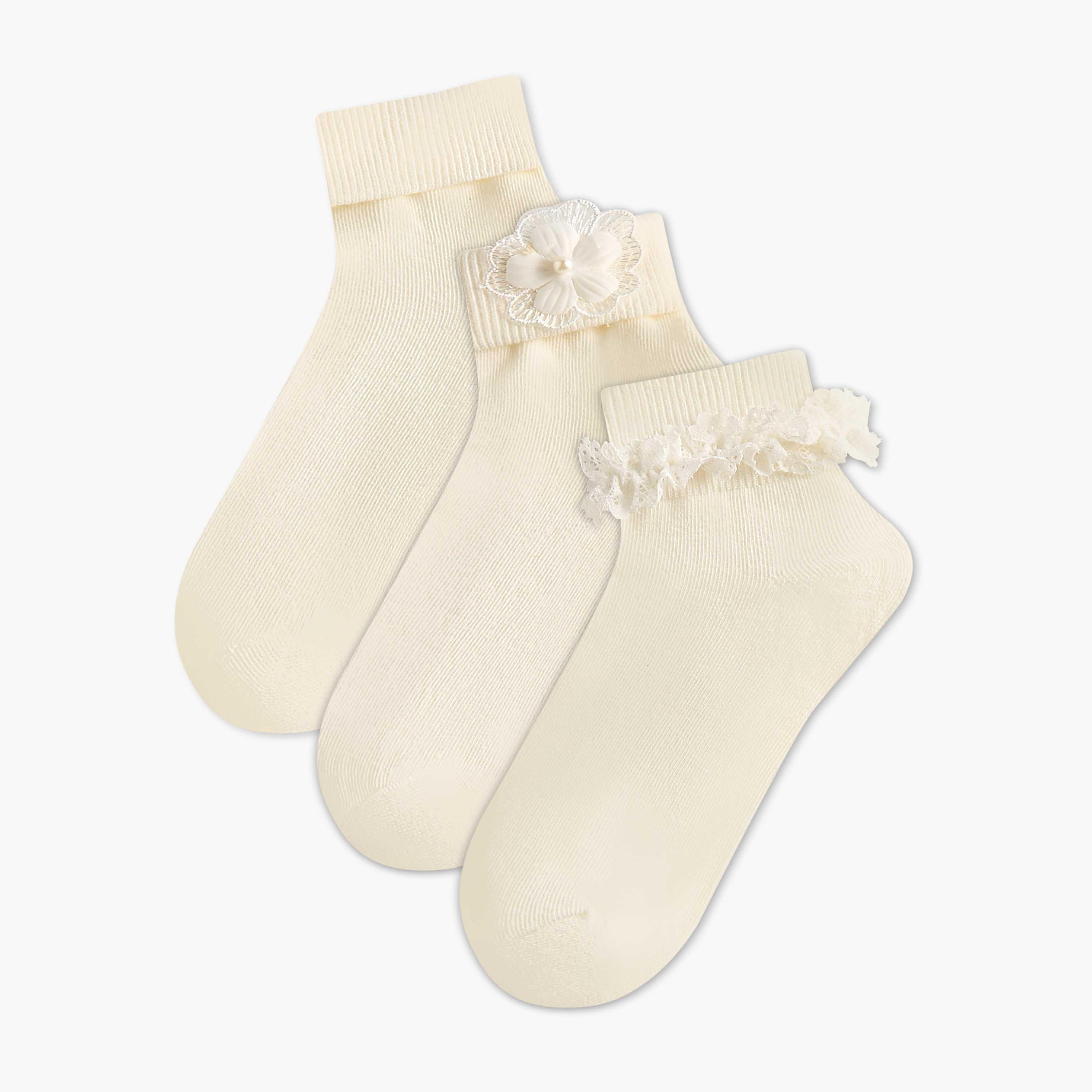 Pack of 3 Celeste Girls Socks Ankle Length Assorted Design-girls-accessories-socks-image-1