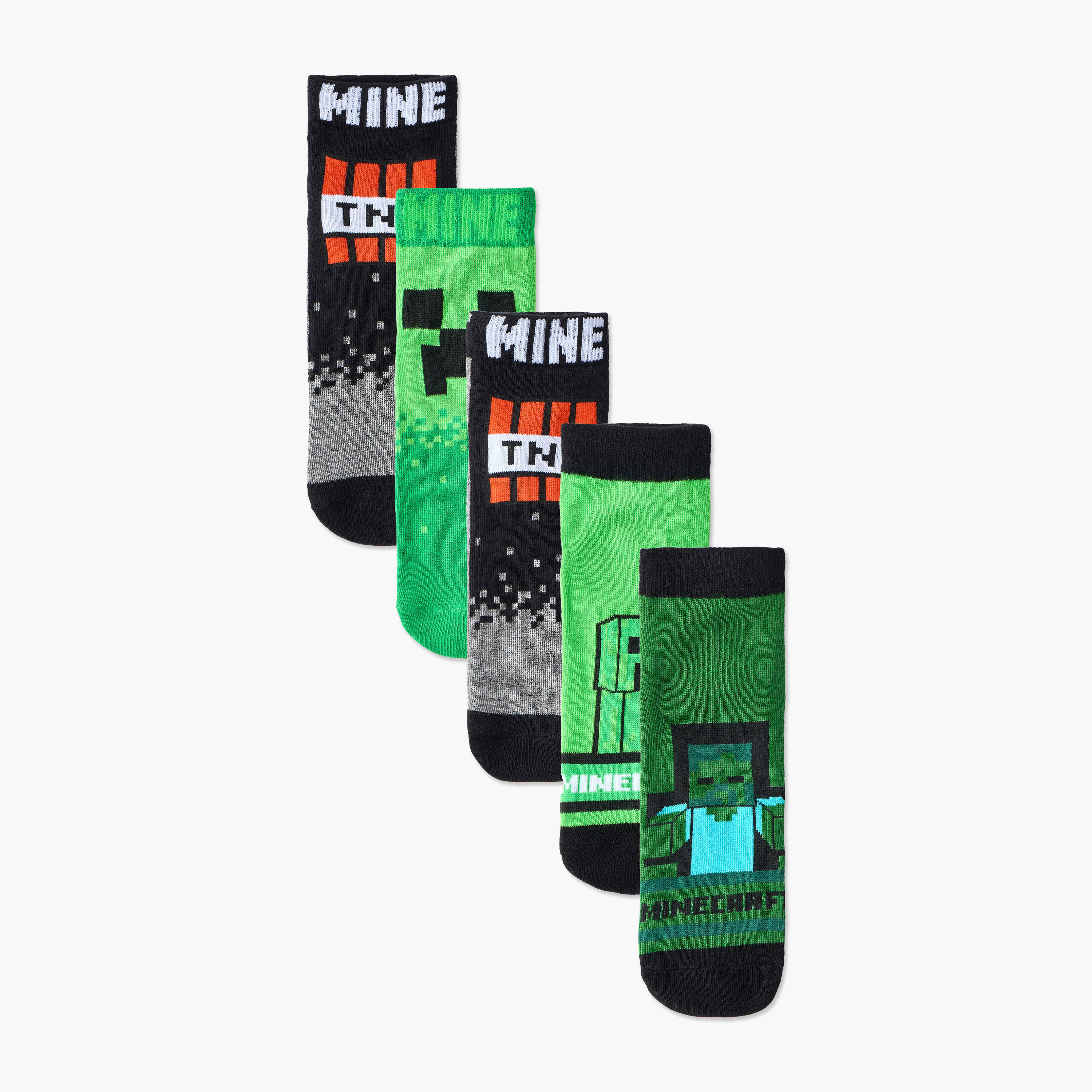 طقم جوارب 5 أزواج للكاحل للأولاد بطبعات ماينكرافت-girls-accessories-socks-image-1