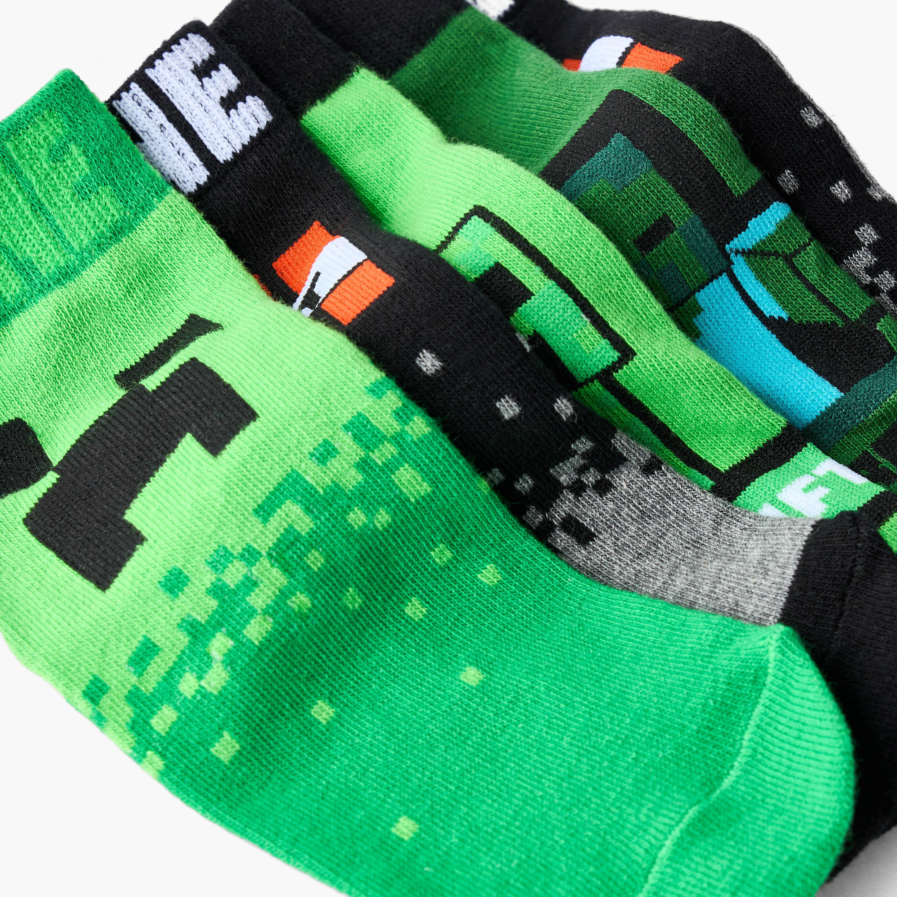 طقم جوارب 5 أزواج للكاحل للأولاد بطبعات ماينكرافت-girls-accessories-socks-image-9