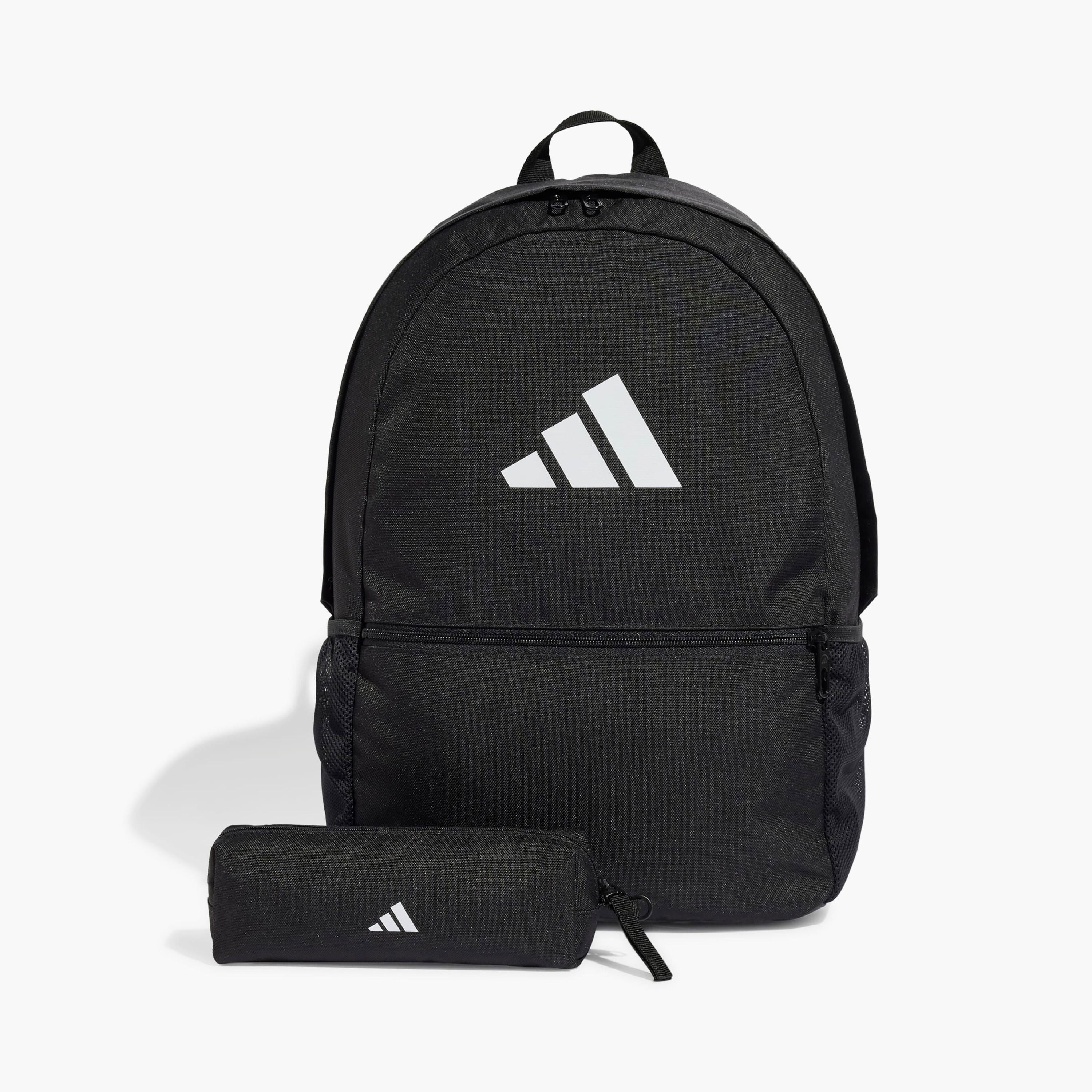 adidas Logo Print School Backpack with Adjustable Shoulder Straps and Pencil Case-school-bagsandbackpacks-backpacks-image-1