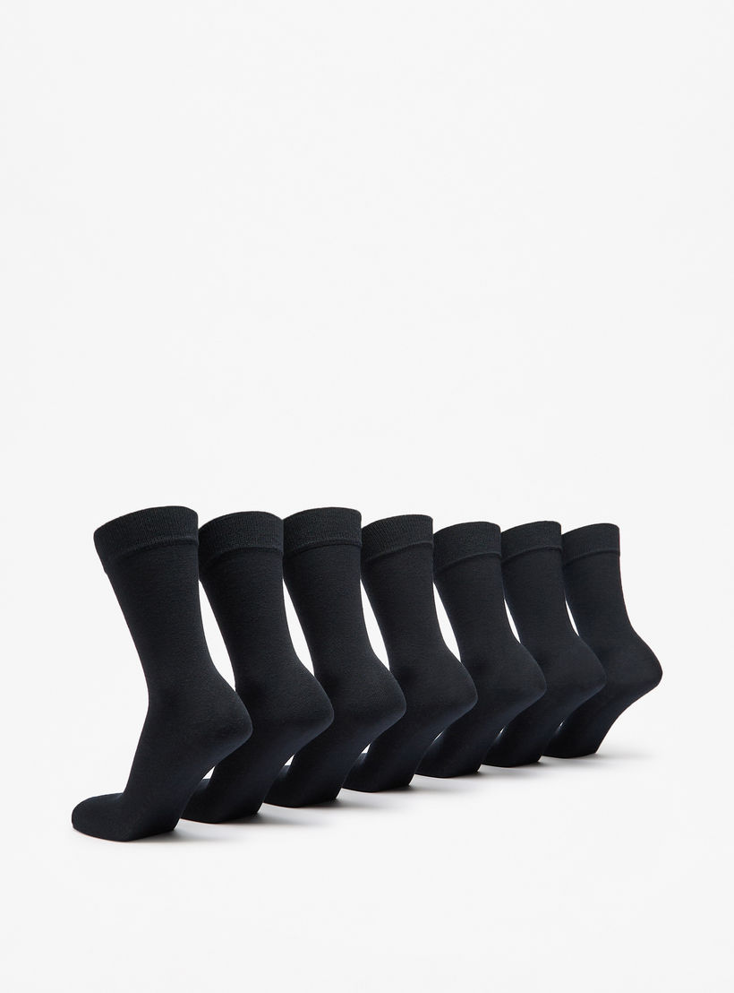 LBL by Shoexpress Solid Calf Length Socks - Set of 7-men-socks-image-3