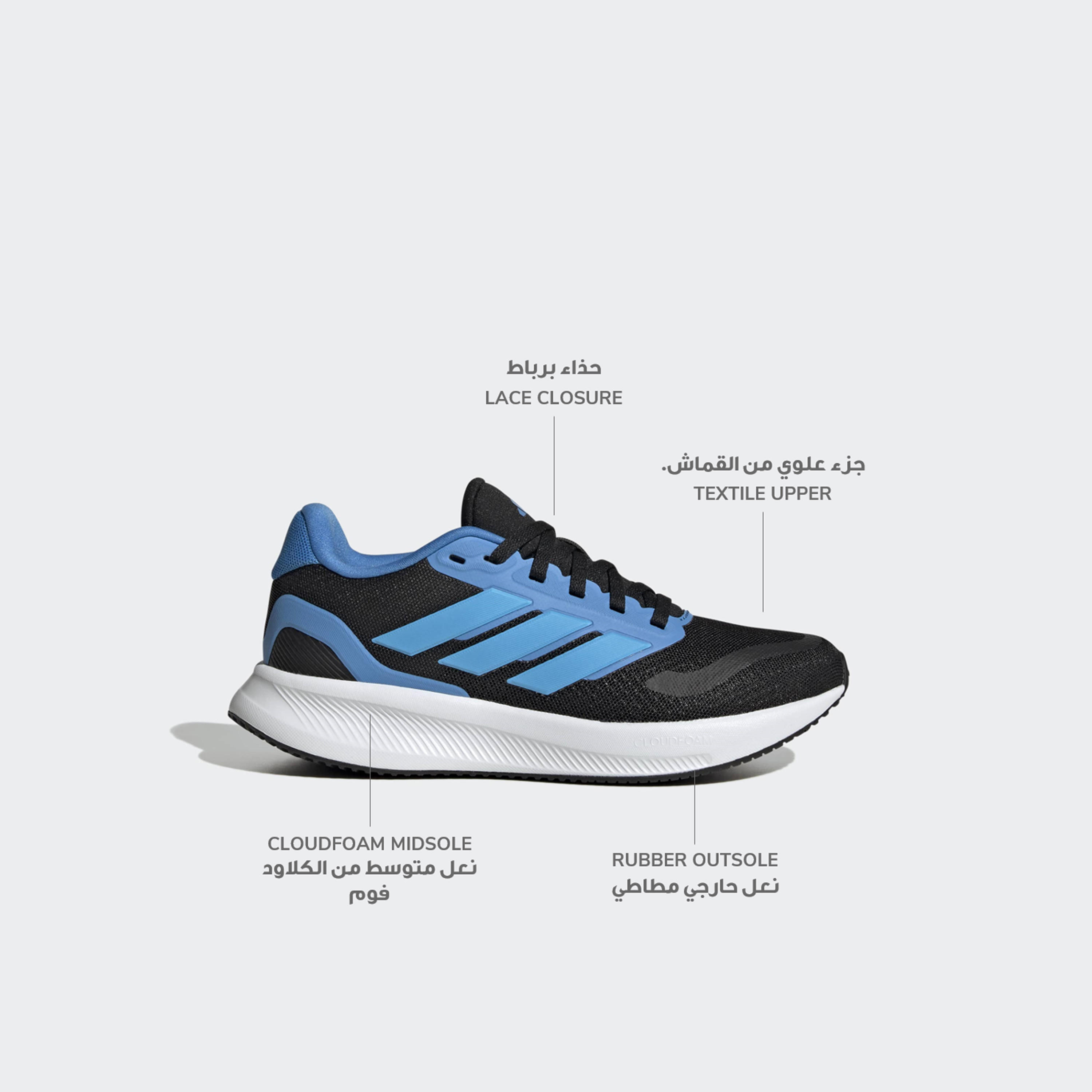 حذاء جري رنفالكون 5 برباط إغلاق للأولاد من أديداس-sports-boys-shoes-image-2
