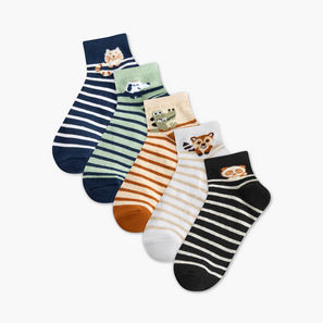 Pack of 5 Barefeet Baby Boys Ankle Length Socks Striped-baby-image-1