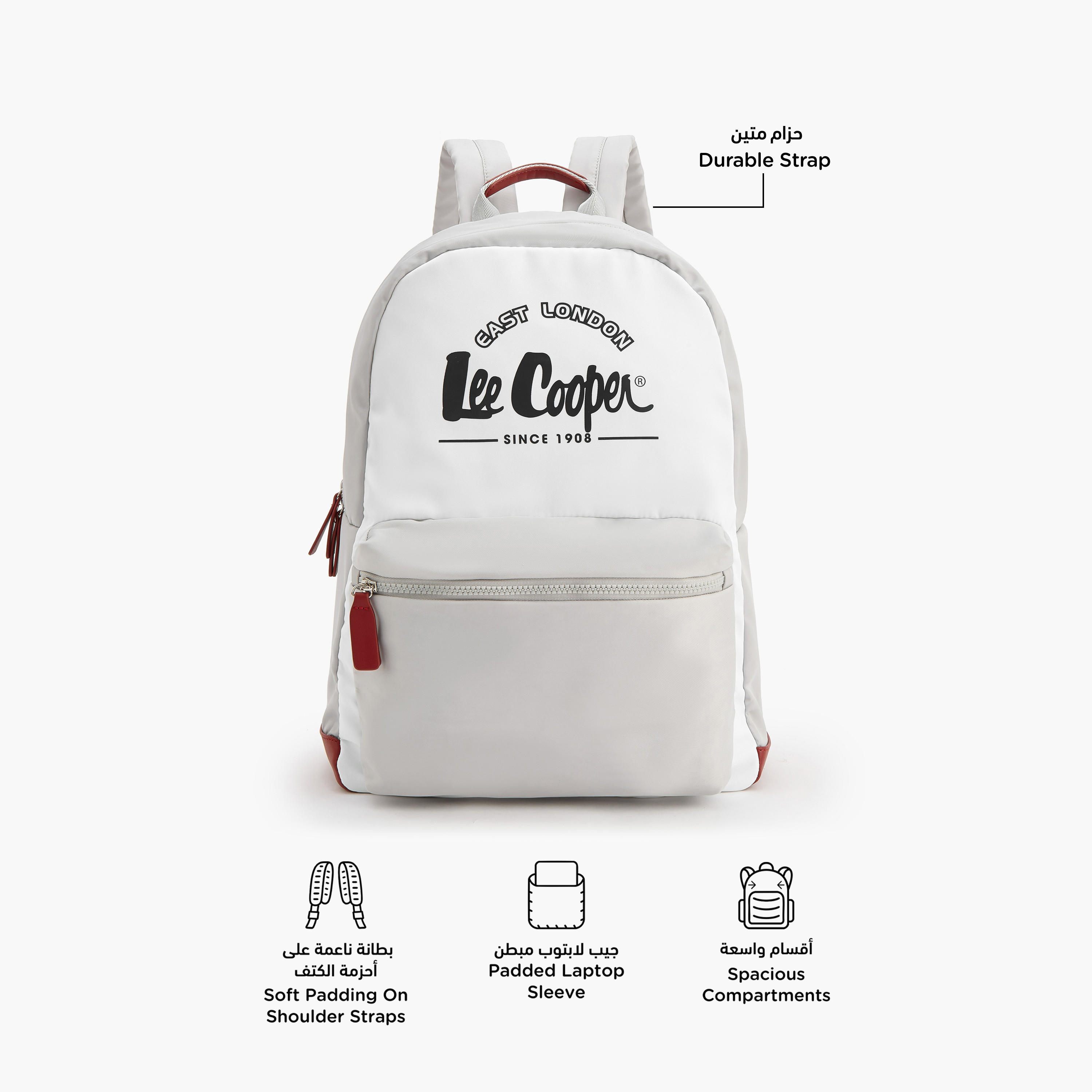 Lee Cooper Logo Print Backpack with Front Pocket-women-bagsandwallets-backpacks-image-2