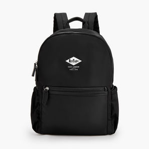 Lee Cooper Logo Print Backpack with Padded Shoulder Straps-school-image-1