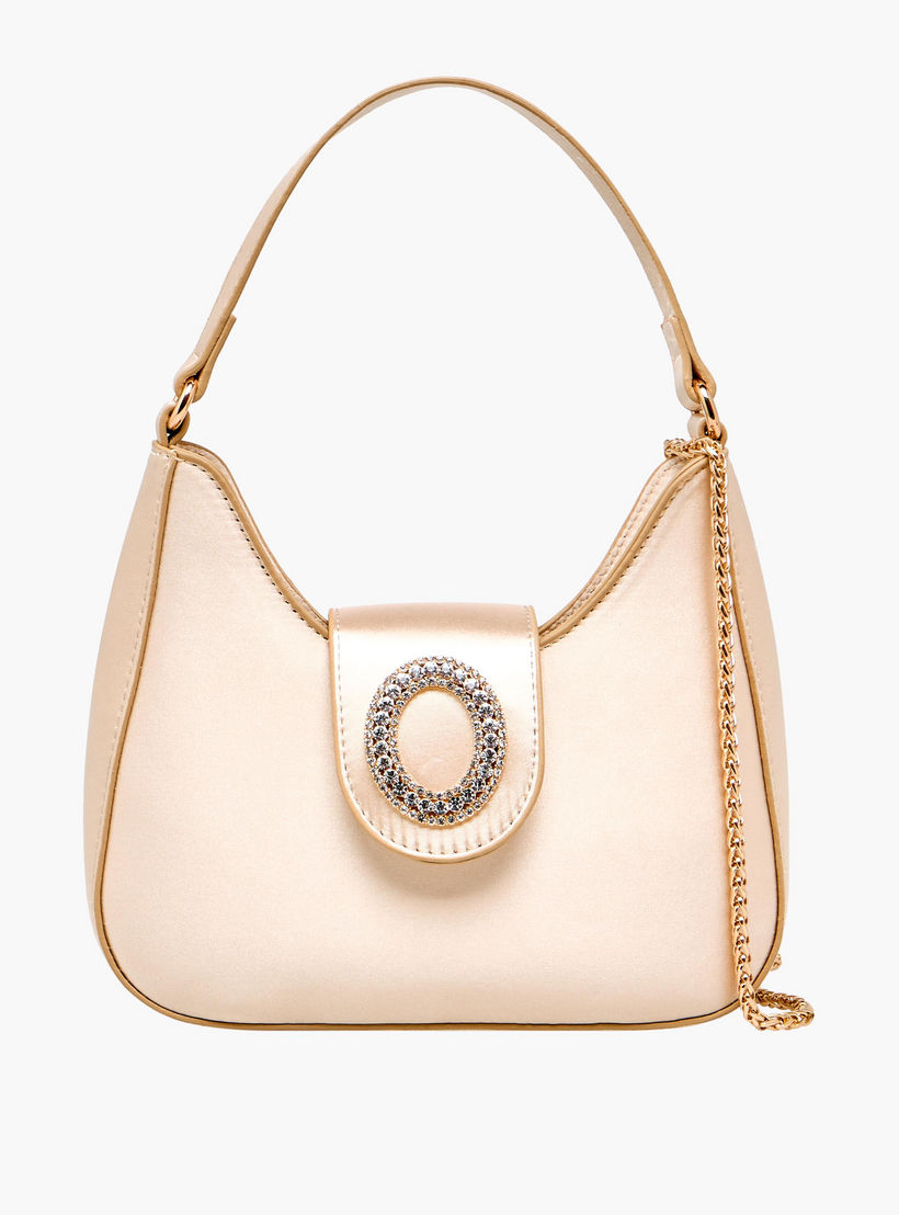 Flora Bella Textured Shoulder Bag with Embellished Button Closure-women-bagsandwallets-handbags-image-1