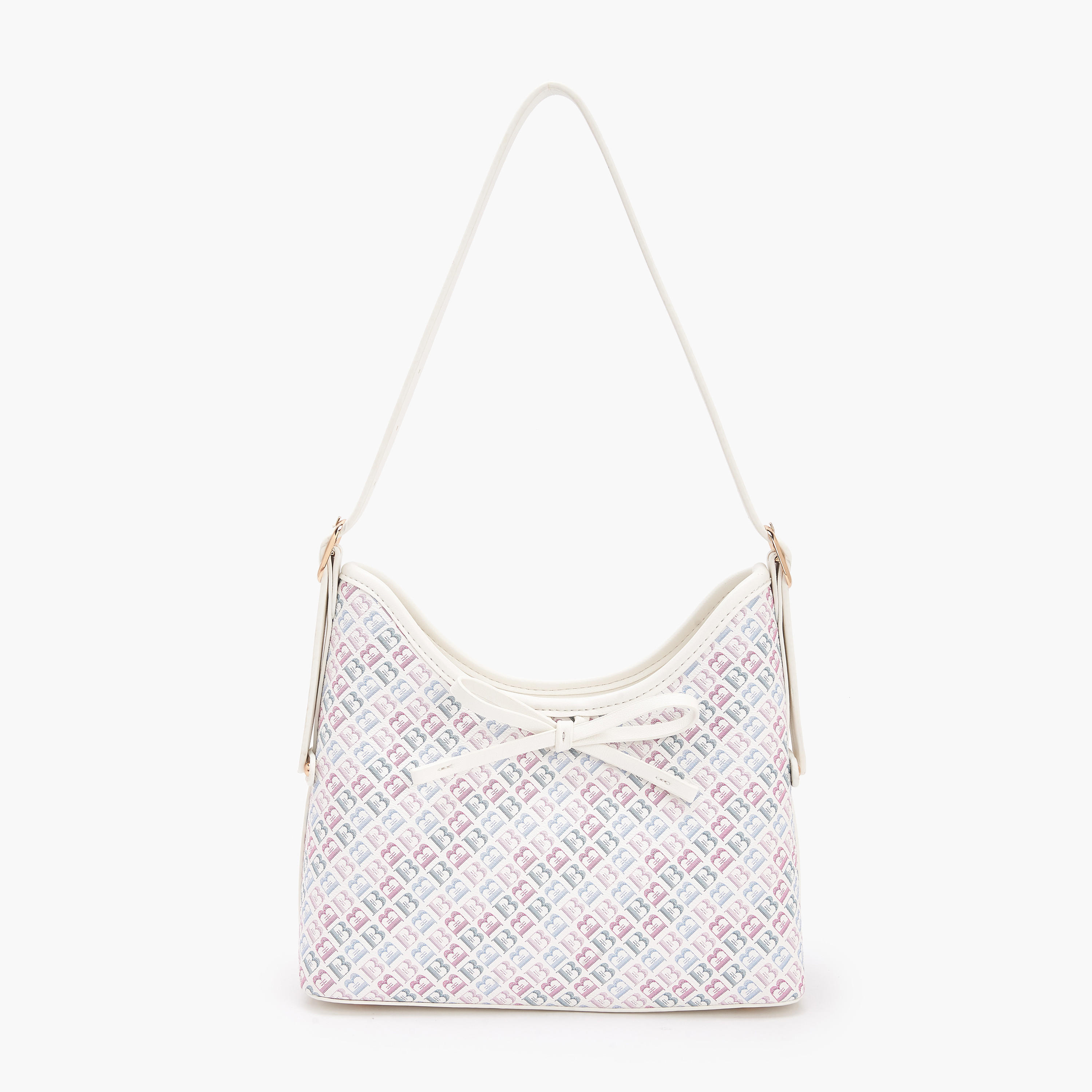 Flora Bella Monogram Print Shoulder Bag with Adjustable Strap-women-bagsandwallets-handbags-image-1