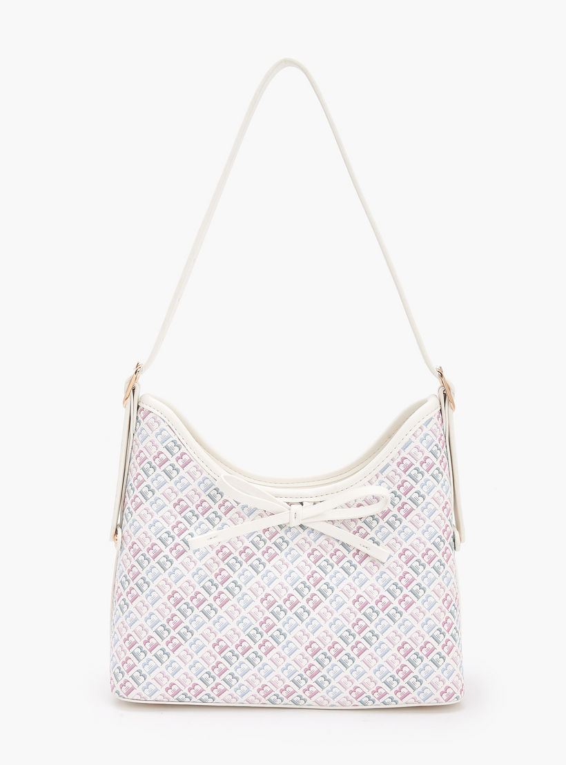 Flora Bella Monogram Print Shoulder Bag with Adjustable Strap-women-bagsandwallets-handbags-image-1