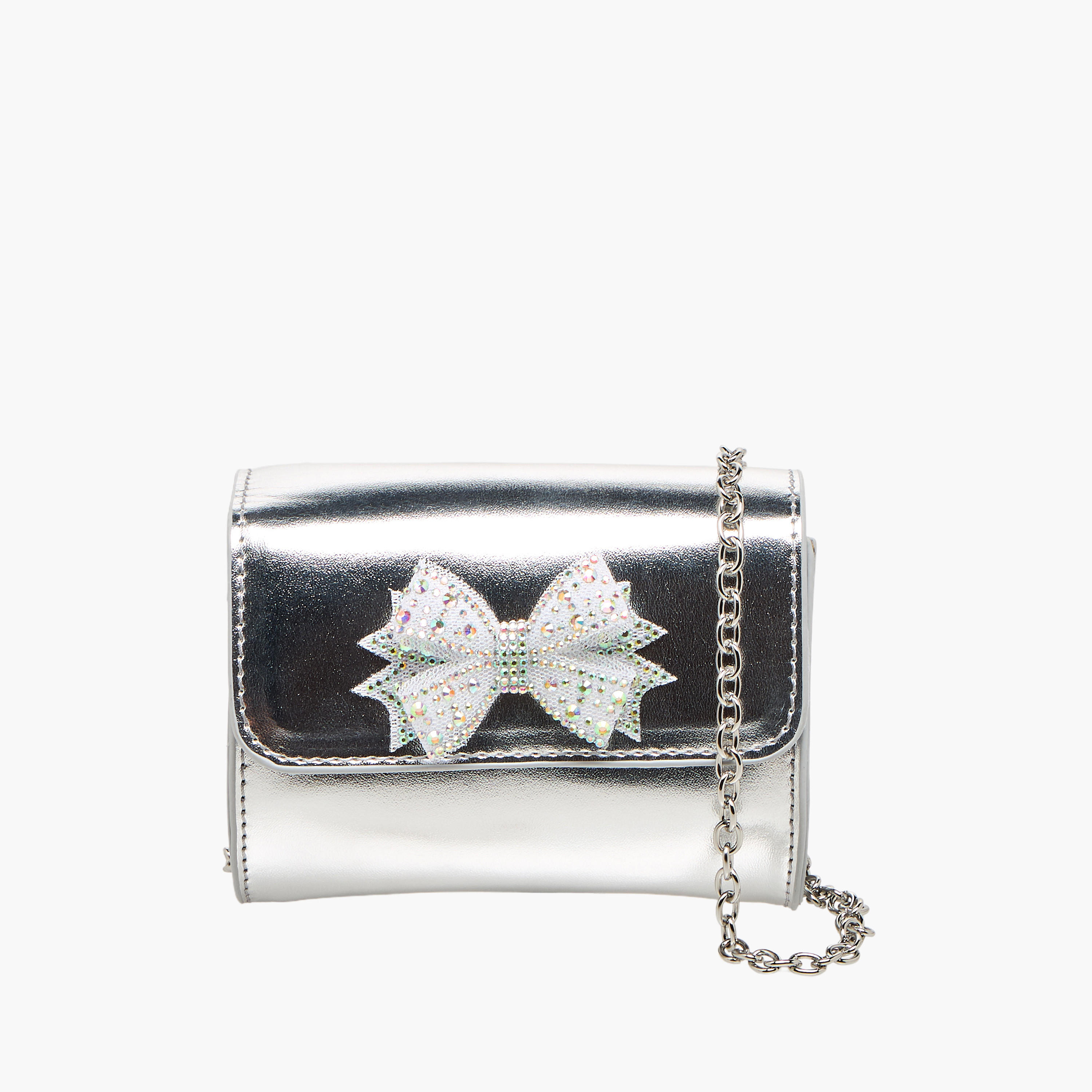 شنطة كروس بودي بحزام سلسلة وزينة فيونكة من فلورا بيلا-girls-accessories-bags-image-1