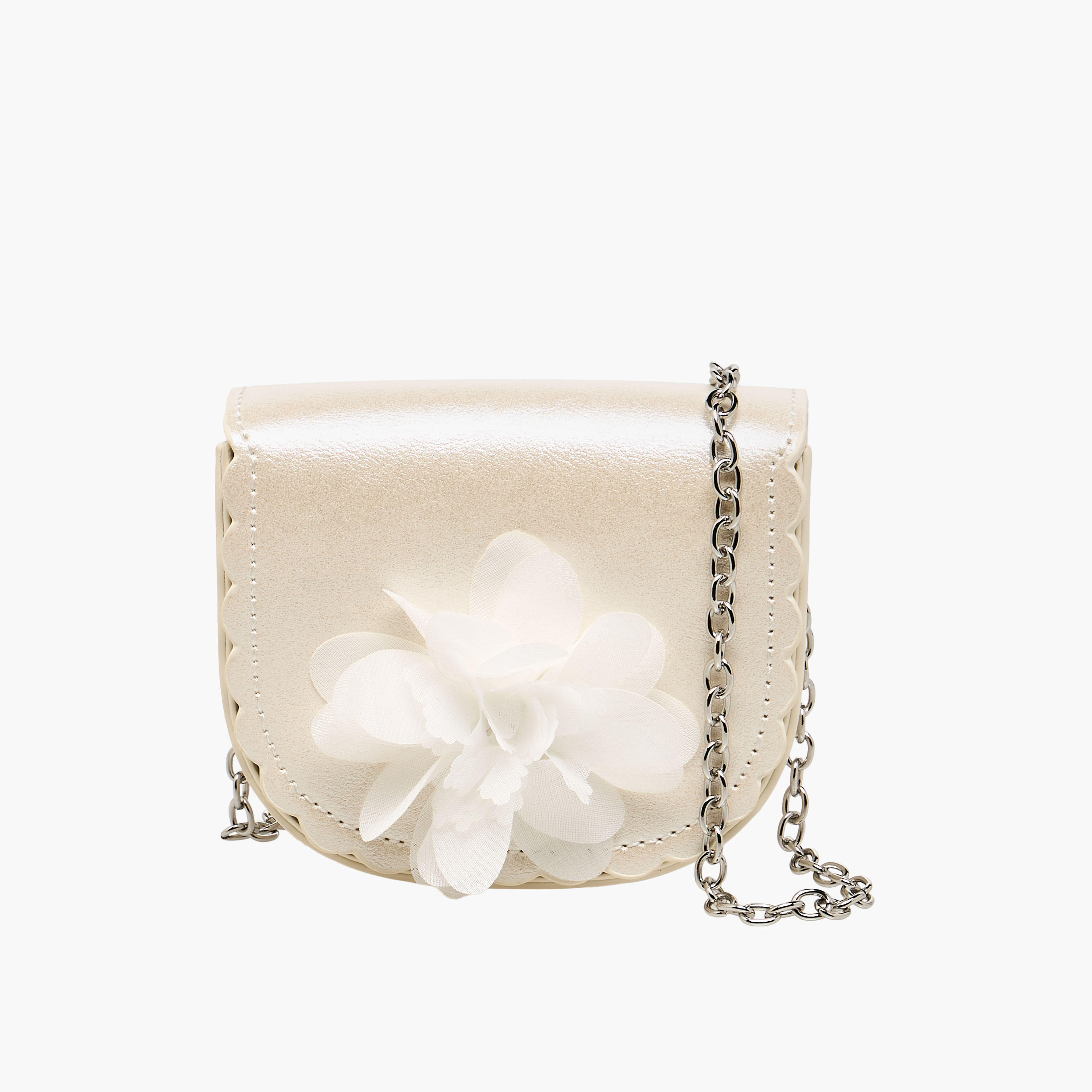 شنطة كروس بودي بحزام سلسلة وزينة زهرة من فلورا بيلا-girls-accessories-bags-image-1