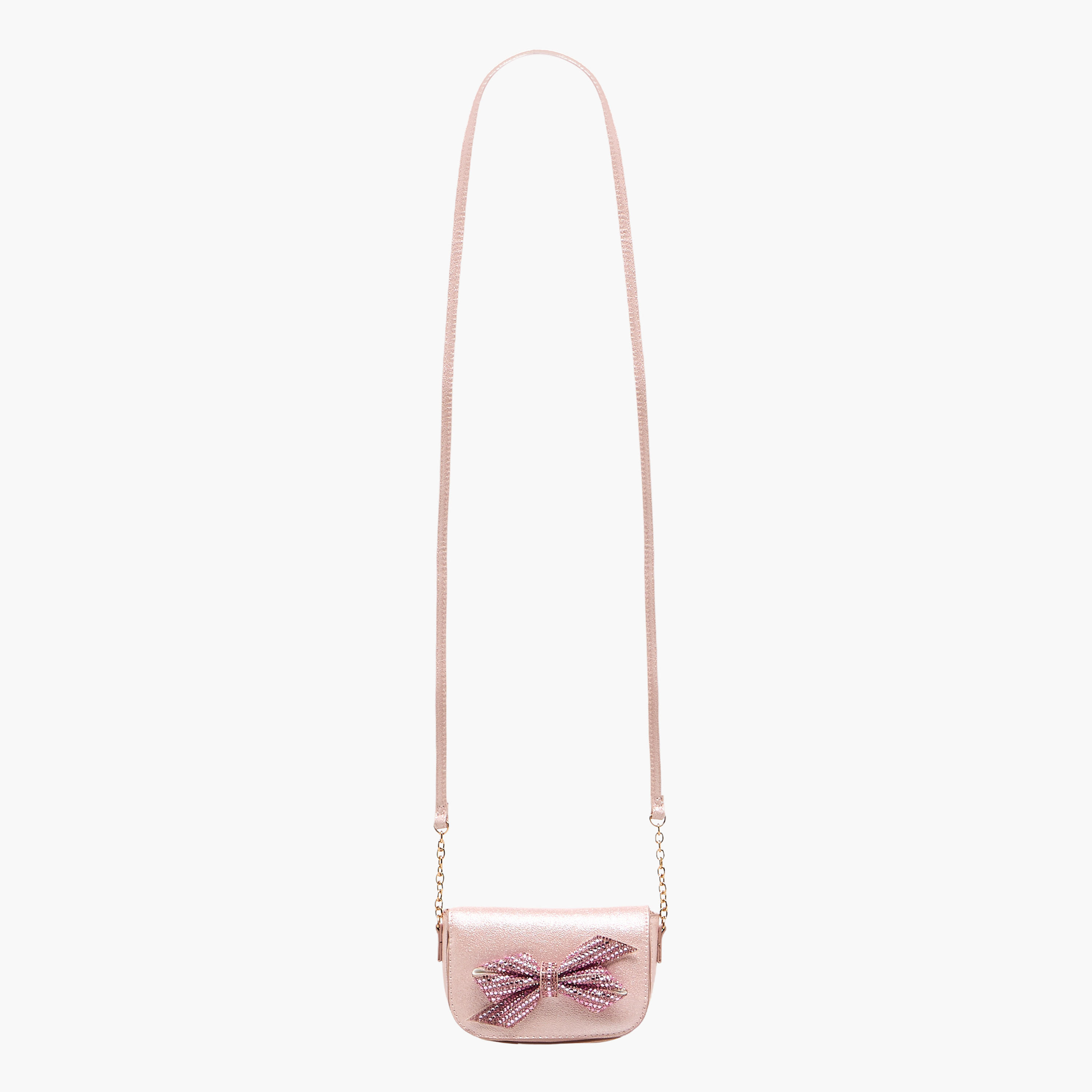 شنطة كروس بودي بحزام سلسلة وزينة فيونكة من فلورا بيلا-girls-accessories-bags-image-3