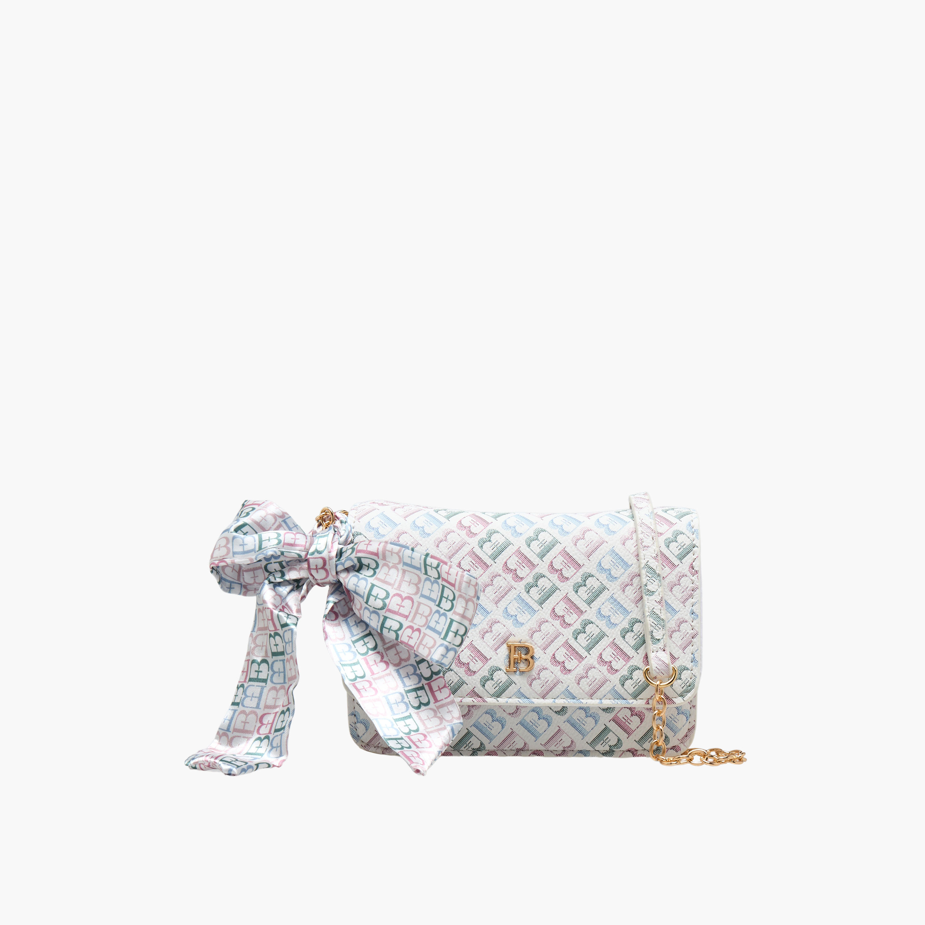 Flora Bella Monogram Print Crossbody Bag with Chain Strap-girls-accessories-bags-image-1