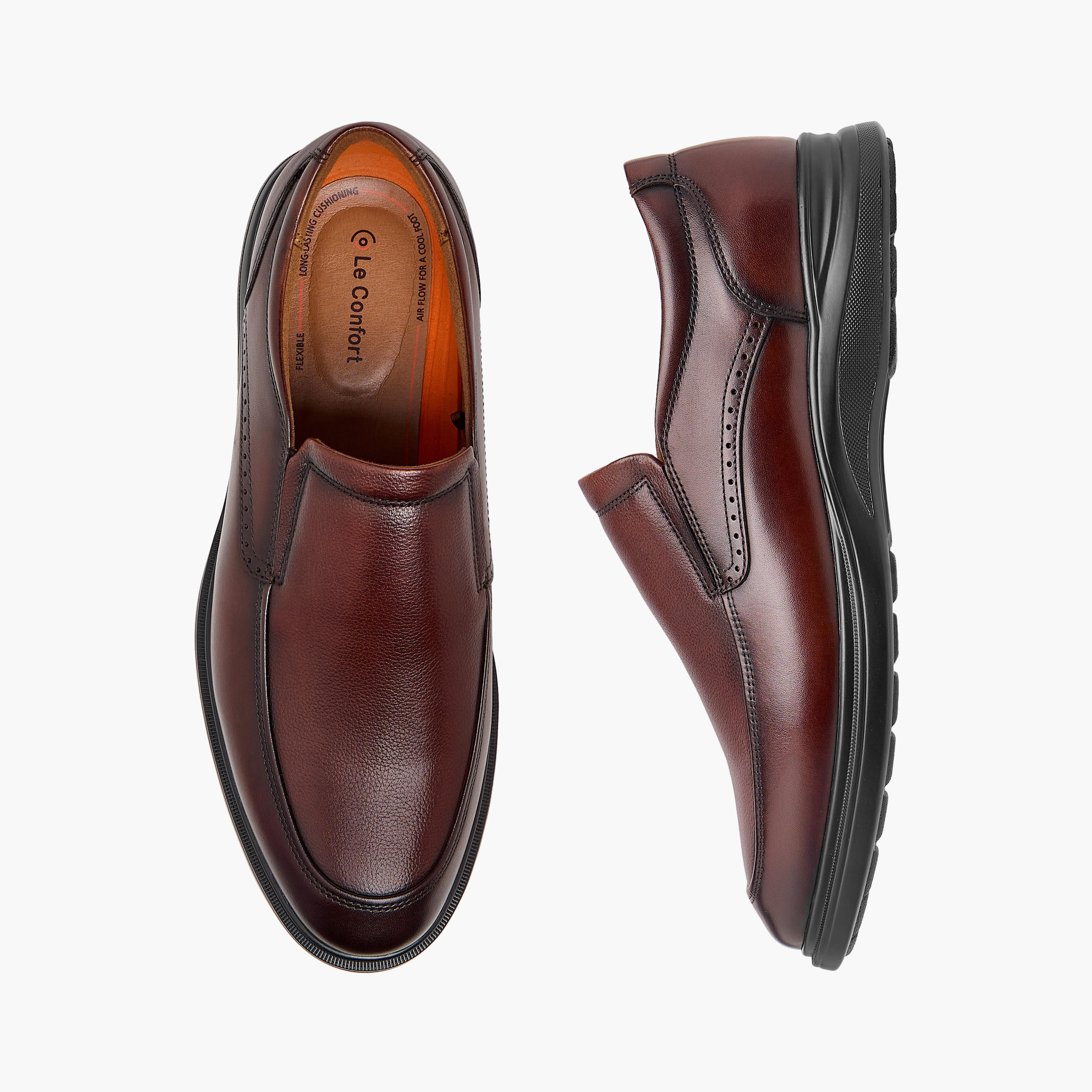 Le Confort Leather Textured Slip-On Loafers-men-shoes-formalshoes-image-1
