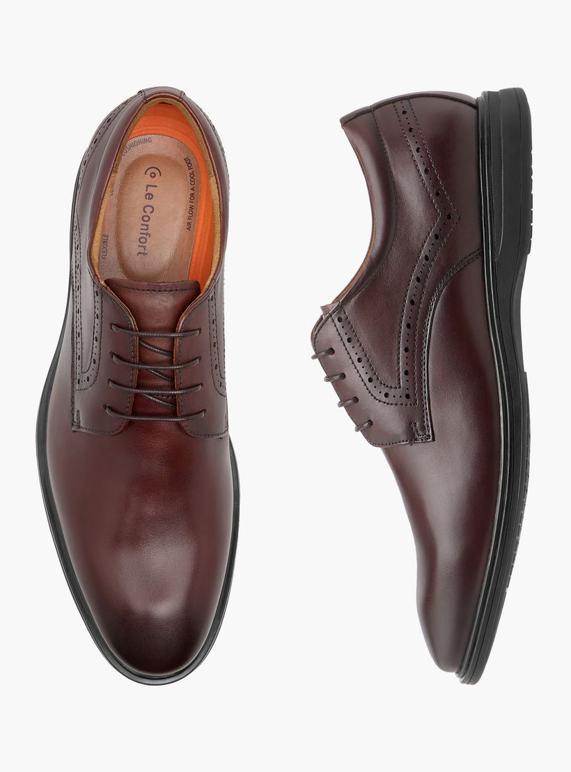 Le Confort Leather Solid Derby Shoes with Lace-Up Closure-men-shoes-formalshoes-image-1