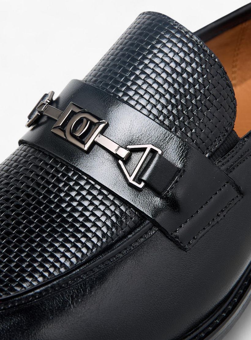 Duchini Men Buckle Accent Slip-On Leather Loafers-men-shoes-formalshoes-image-4