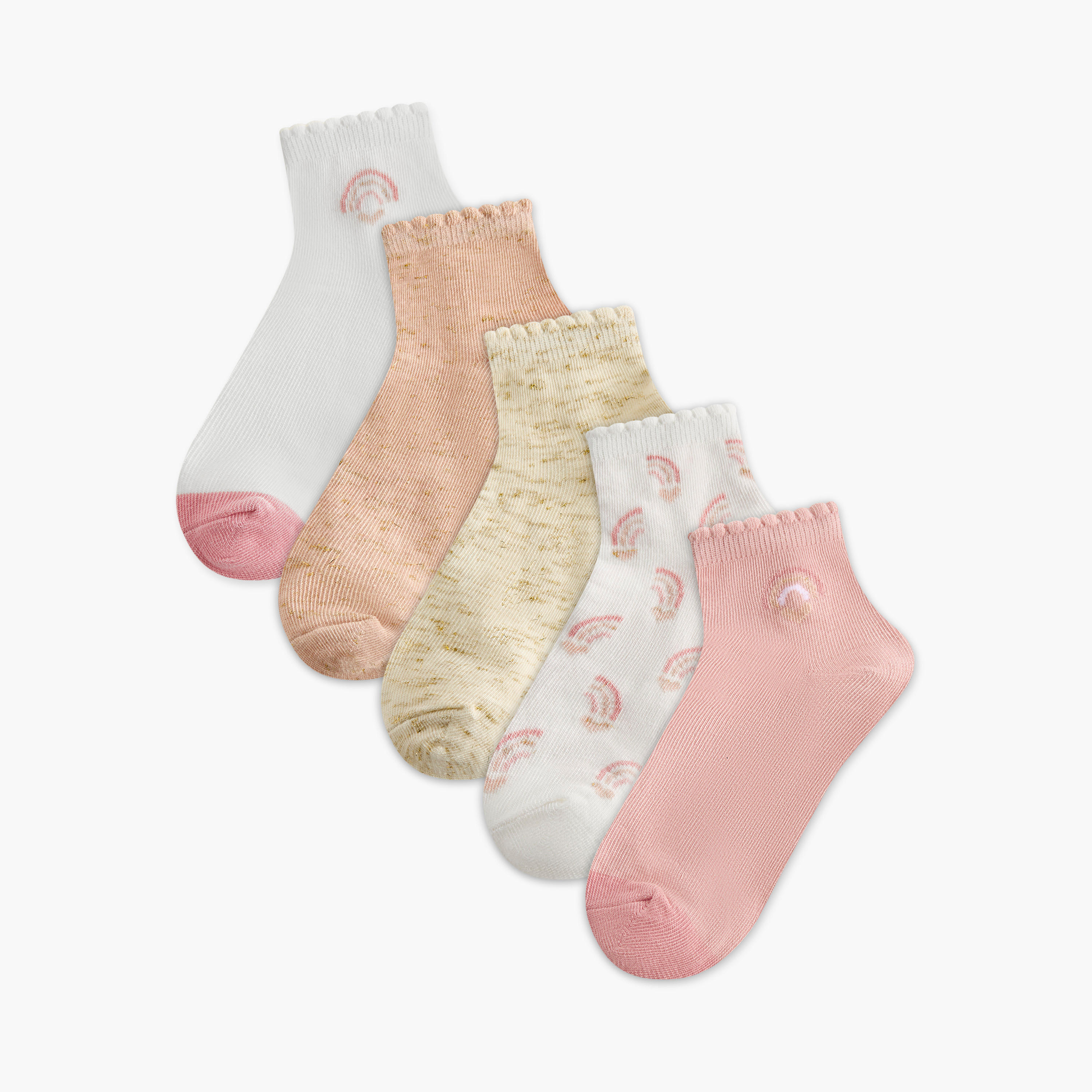 Pack of 5 Barefeet Baby Girls Ankle Length Socks Assorted Print-girls-accessories-socks-image-1