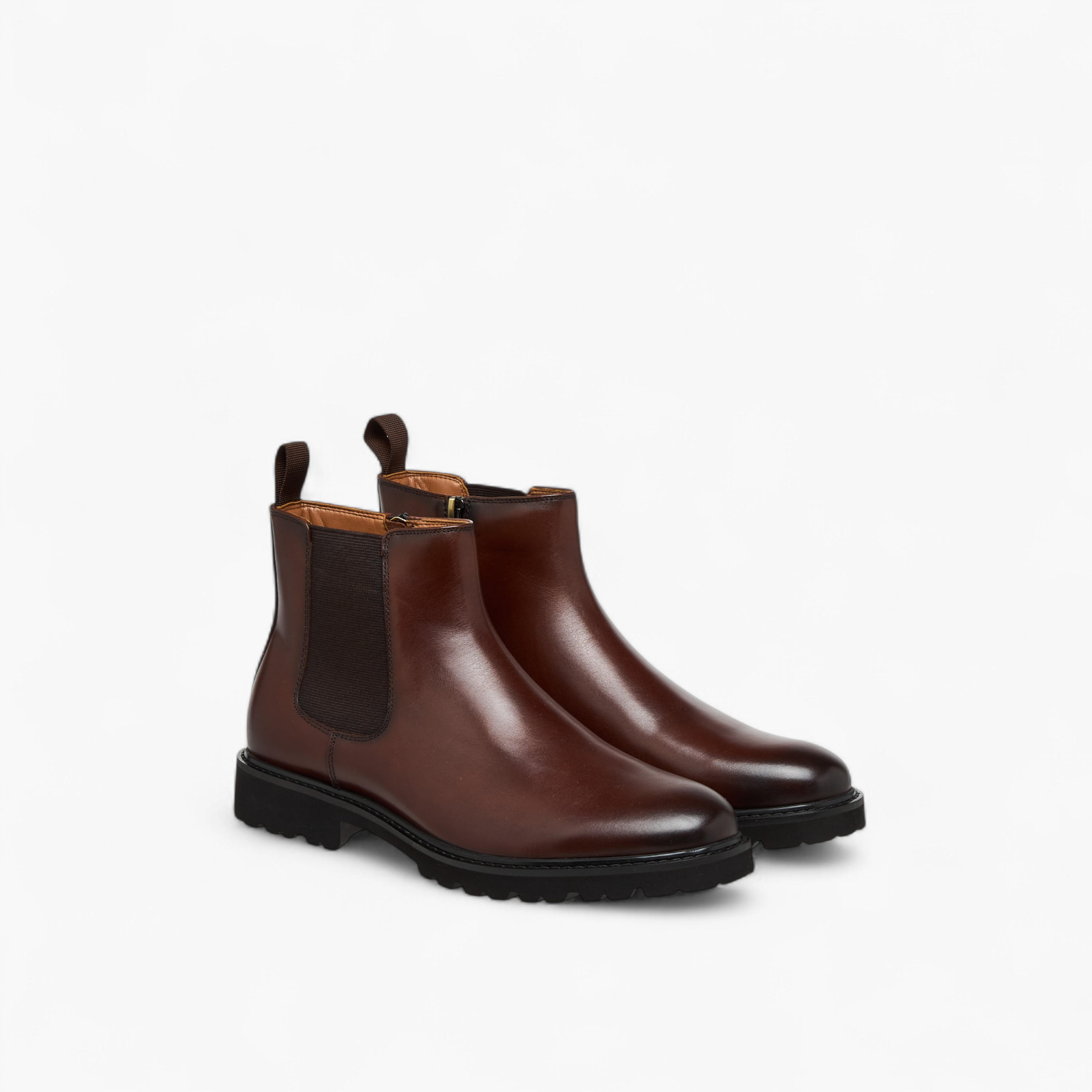 Duchini Men Solid Leather Chelsea Boots with Zip Closure-men-shoes-boots-image-1