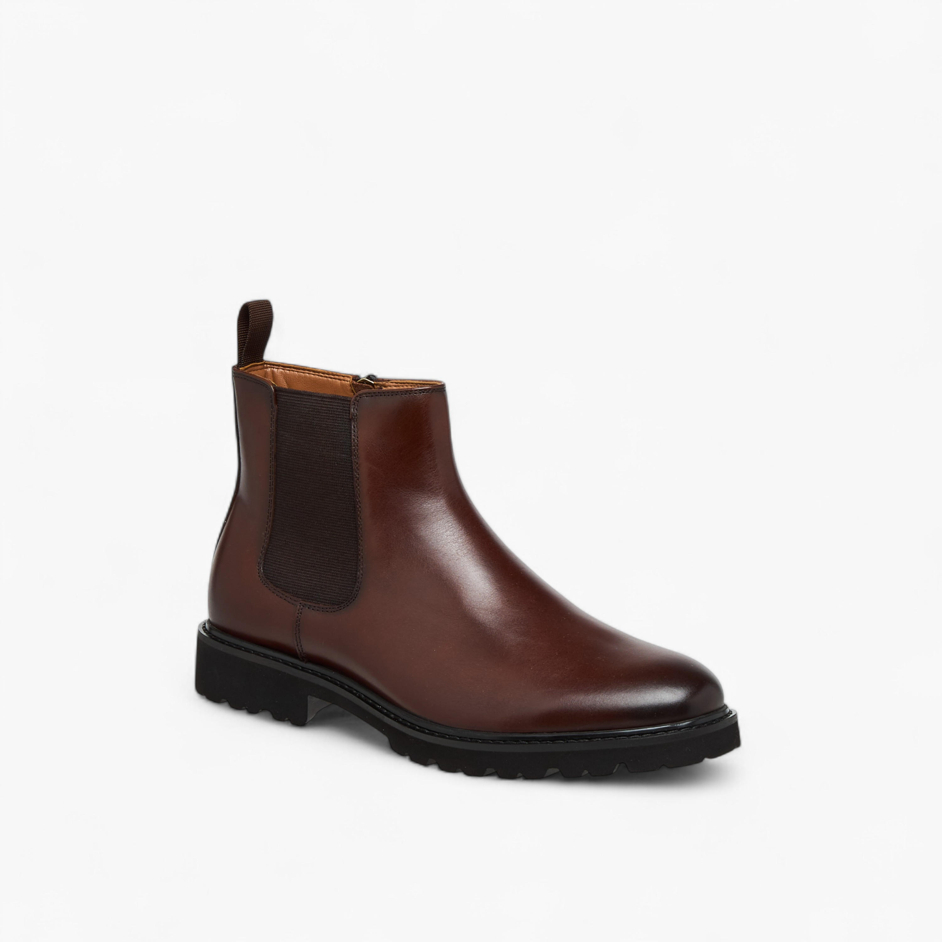 Duchini Men Solid Leather Chelsea Boots with Zip Closure-men-shoes-boots-image-2