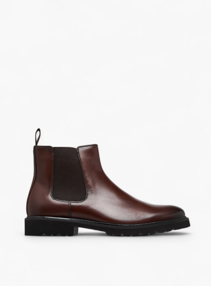 Duchini Men Solid Leather Chelsea Boots with Zip Closure-men-shoes-boots-image-3