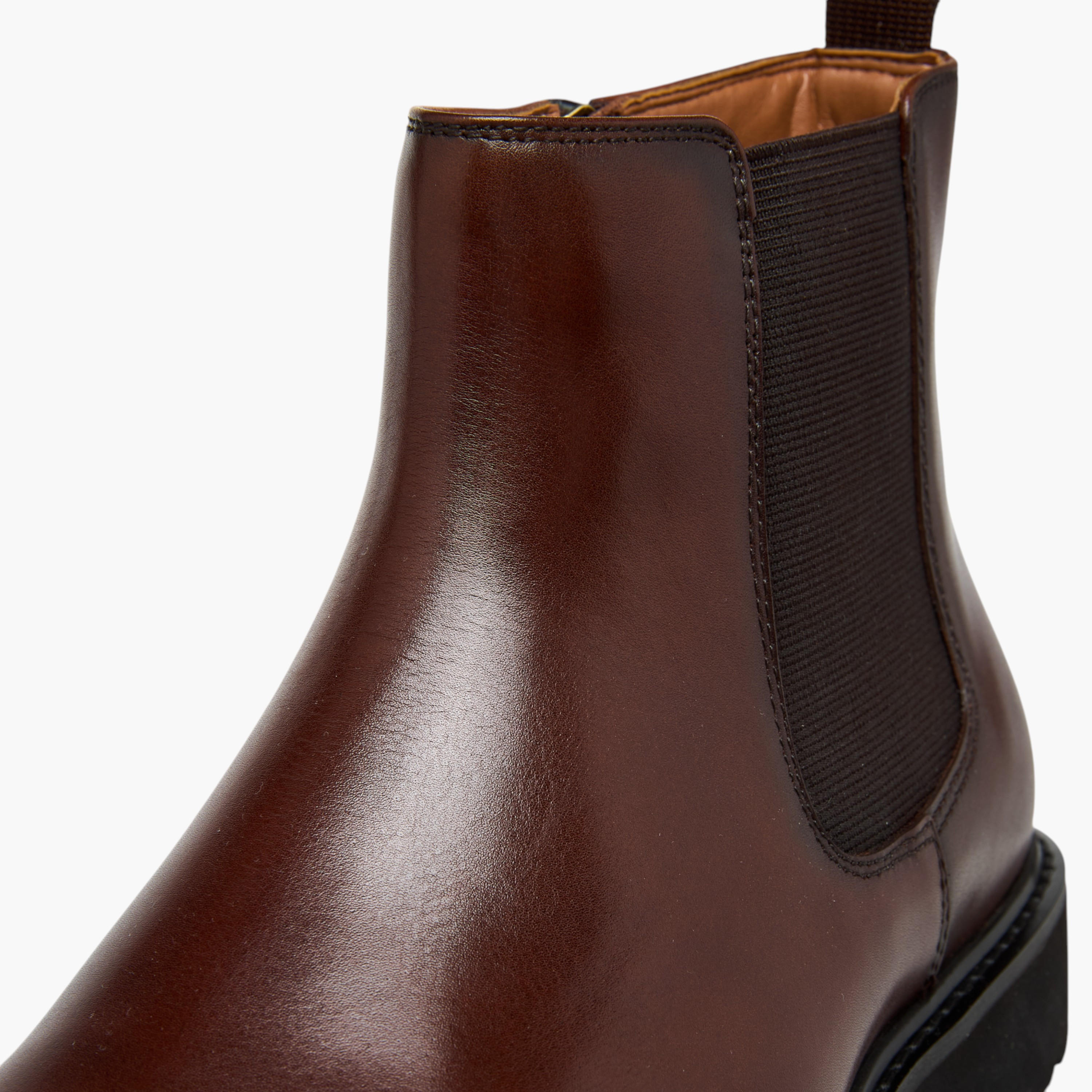 Duchini Men Solid Leather Chelsea Boots with Zip Closure-men-shoes-boots-image-4