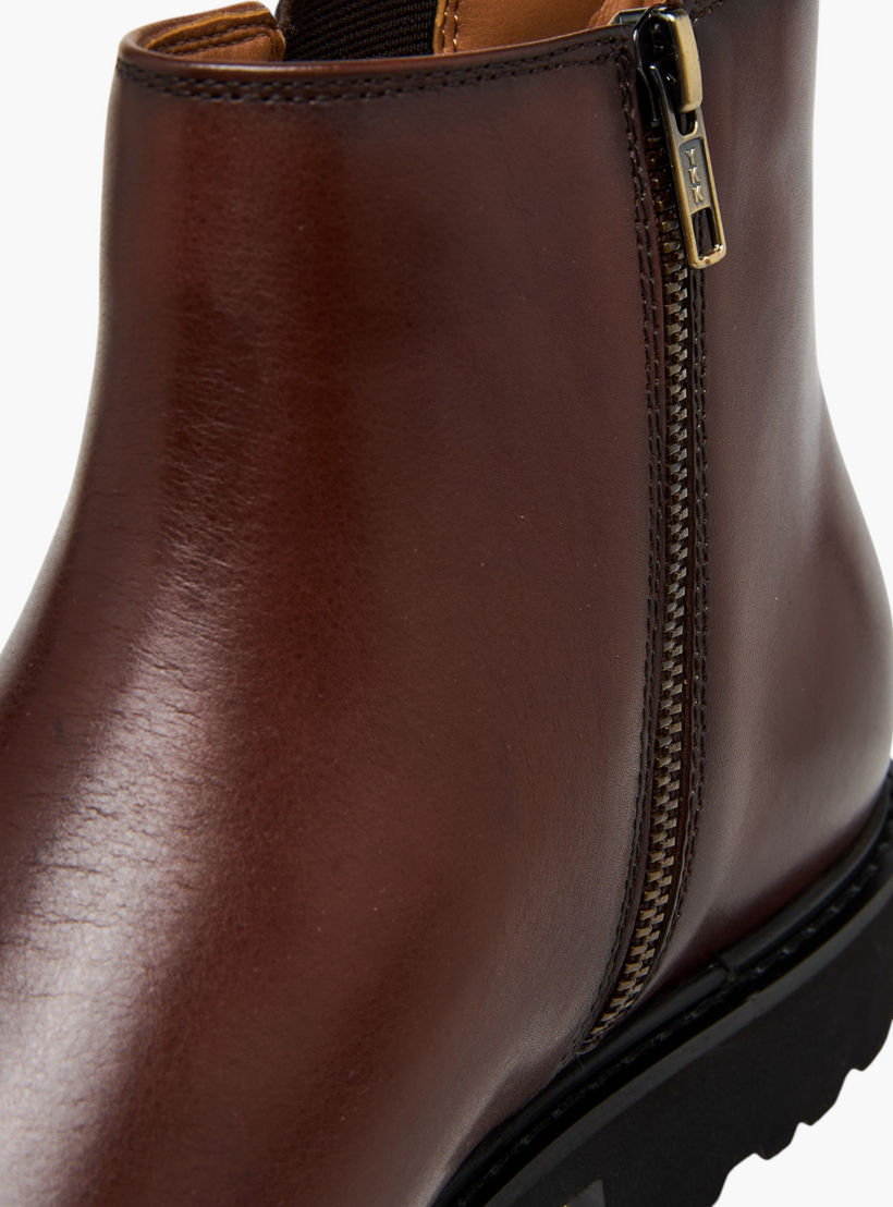 Duchini Men Solid Leather Chelsea Boots with Zip Closure-men-shoes-boots-image-5