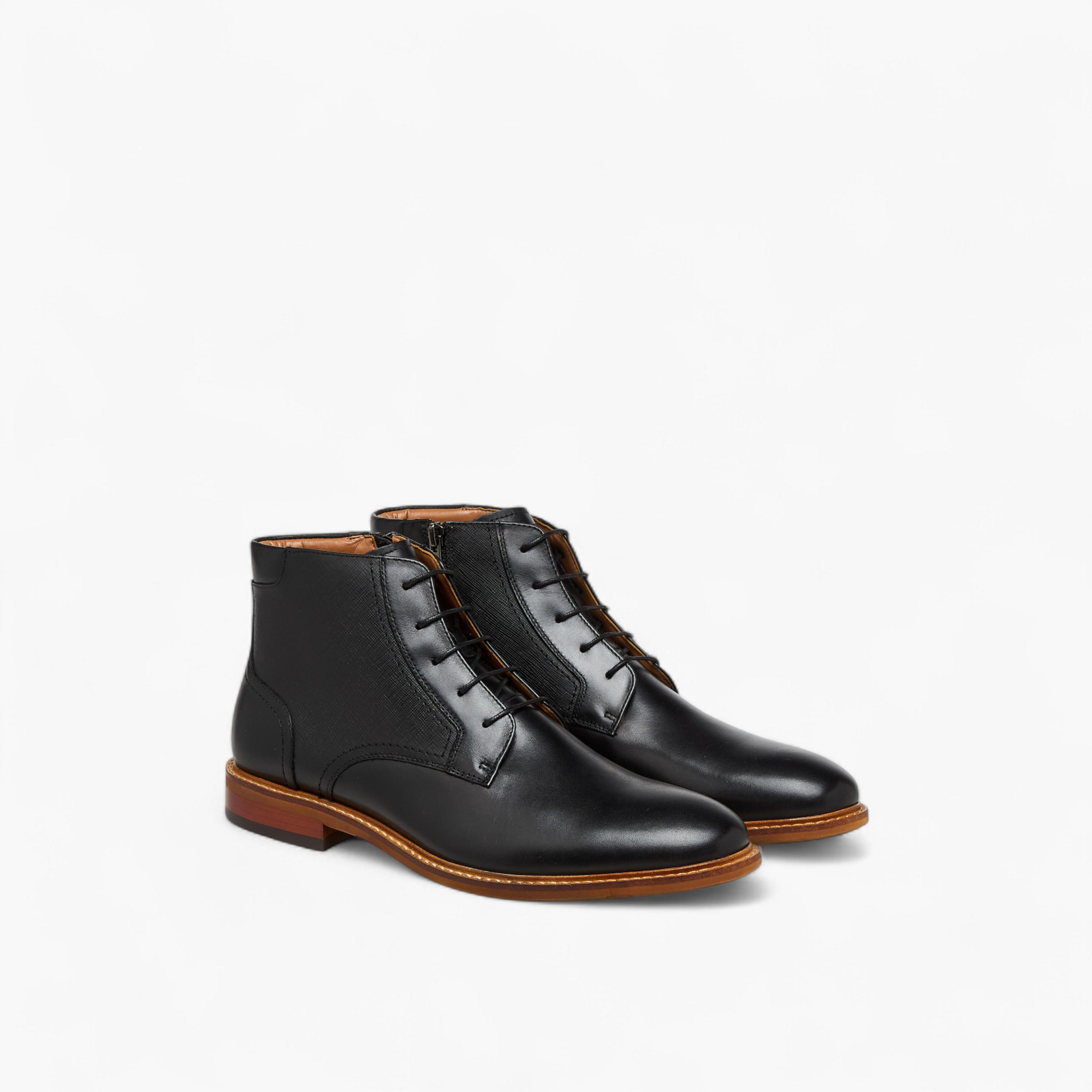 Duchini Men Solid Leather Ankle Boots with Zip Closure-men-shoes-boots-image-1