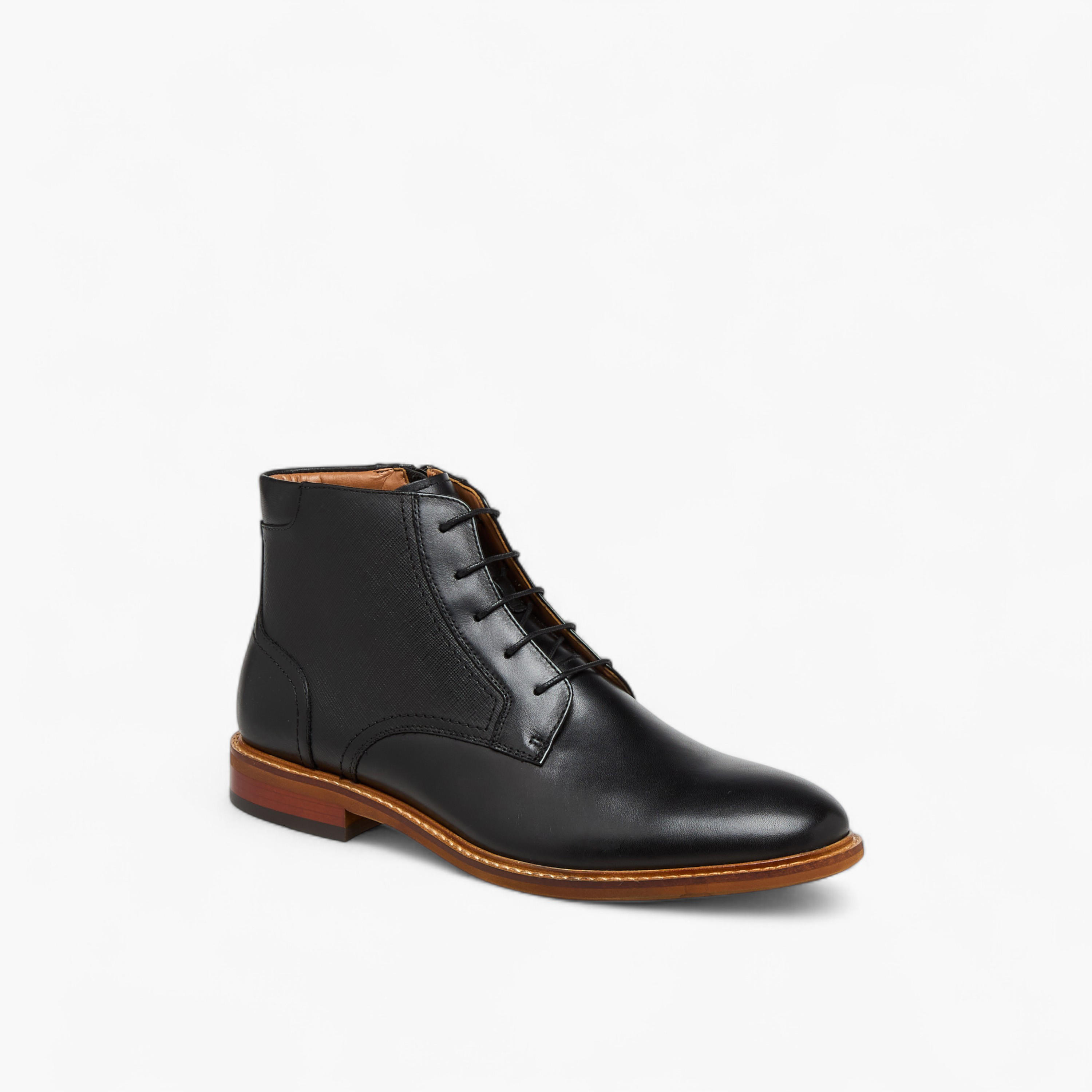 Duchini Men Solid Leather Ankle Boots with Zip Closure-men-shoes-boots-image-2